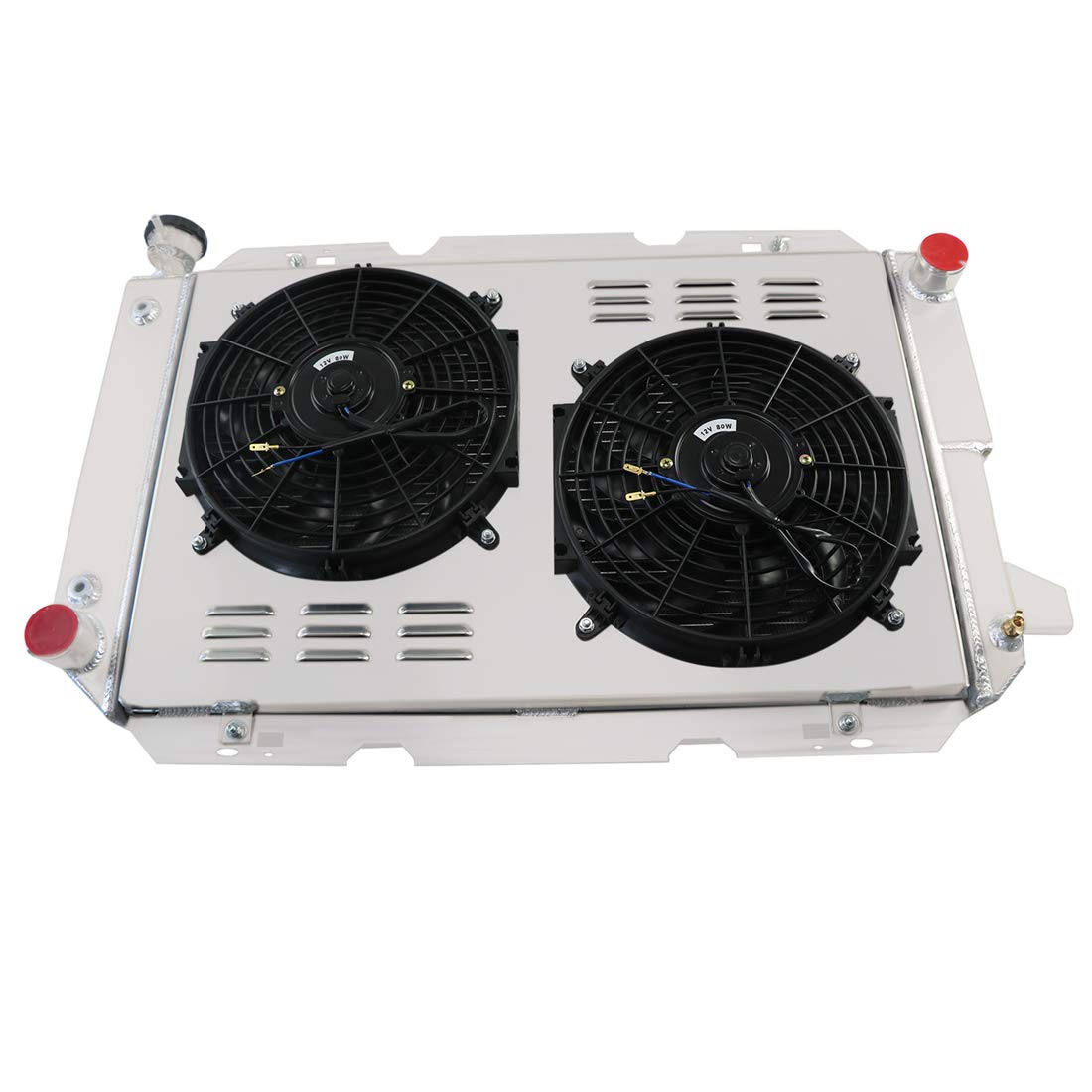 1985-1997 Ford Bronco F150 F250 F350 Truck 52MM 3-Row Aluminum Radiator with 12-Inch Fan & Shroud - Heavy Duty Cooling Upgrade for Off-Road, Towing & Hot Weather Driving