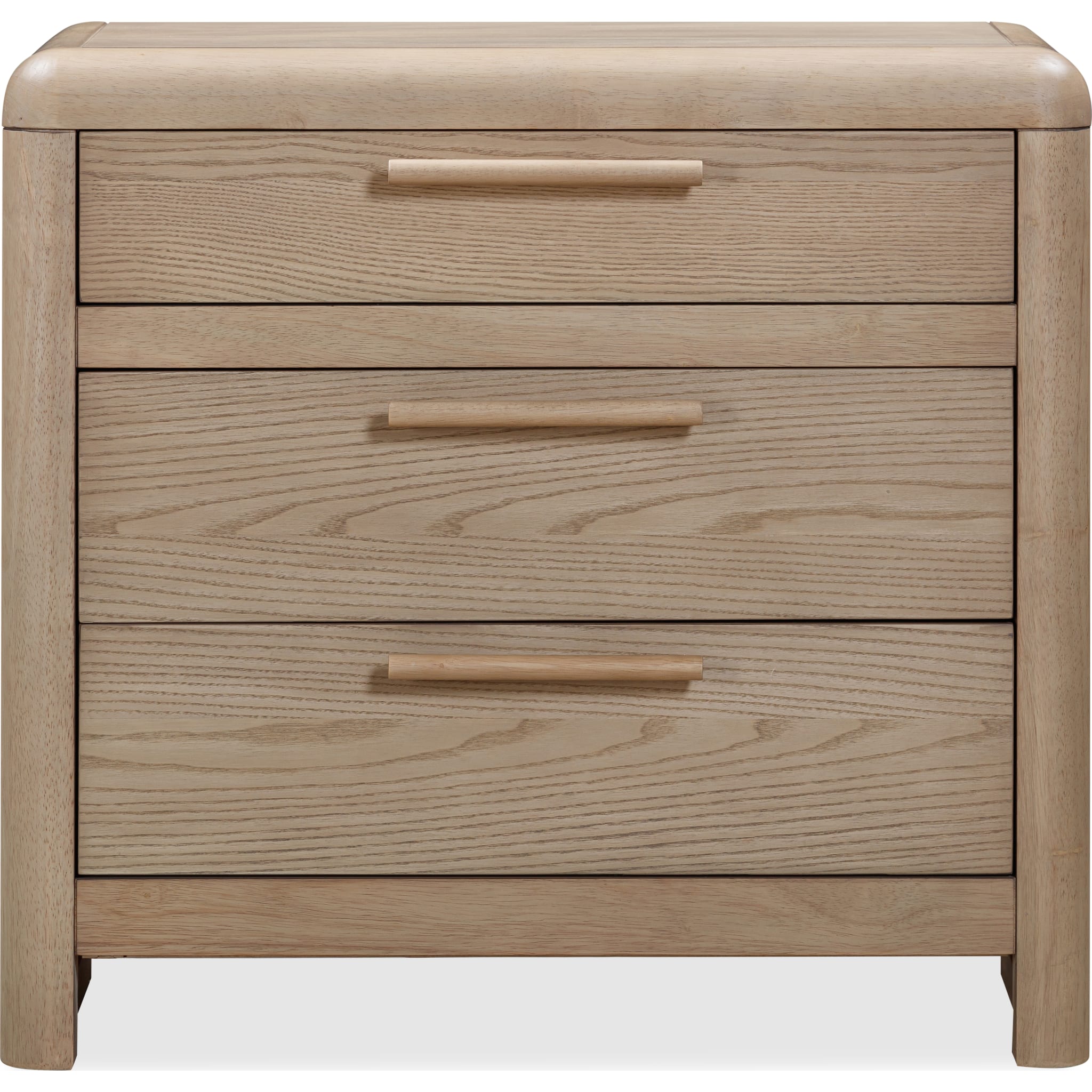 Furano 3-Drawer Ash Wood Nightstand in Ginger Finish - Modern Bedside Table for Bedroom, Living Room, or Office Storage