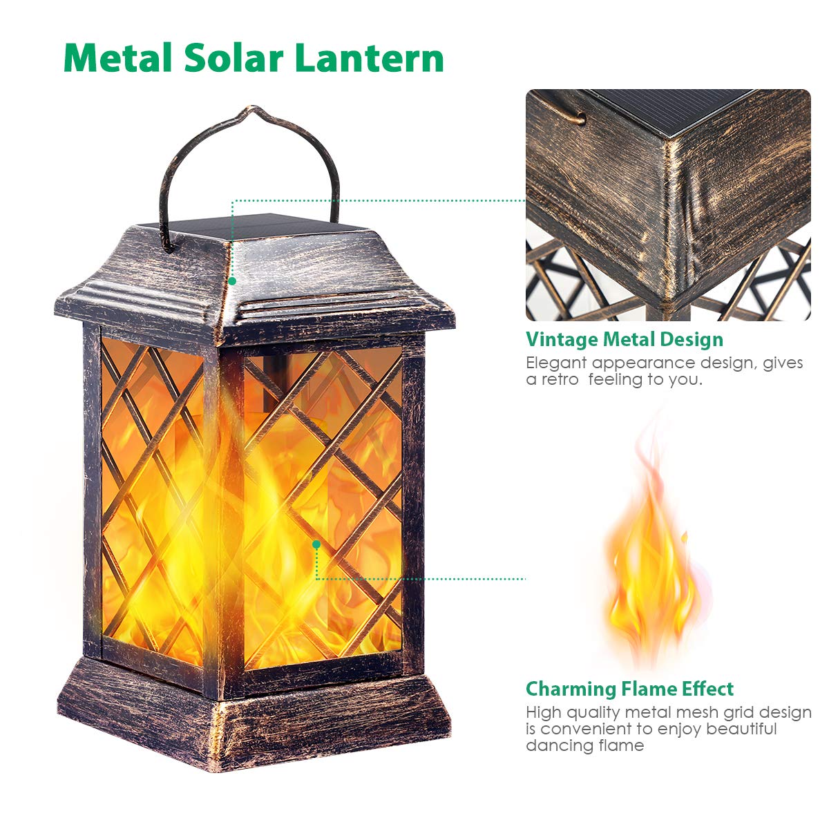 TomCare Solar Torch Lights Outdoor - Waterproof Flickering Flame Solar Lights for Garden, Patio, Yard - Decorative Landscape Lighting for Pathways, Poolside & Backyard Parties
