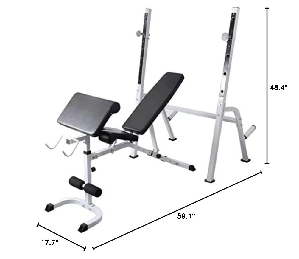 vidaXL Adjustable Steel Workup Bench with Weight Rack & 198.4lb Barbell Dumbbell Set - Home Gym Equipment for Full Body Workout - Strength Training & Weight Lifting for Men & Women - Perfect for Small Spaces & Home Fitness