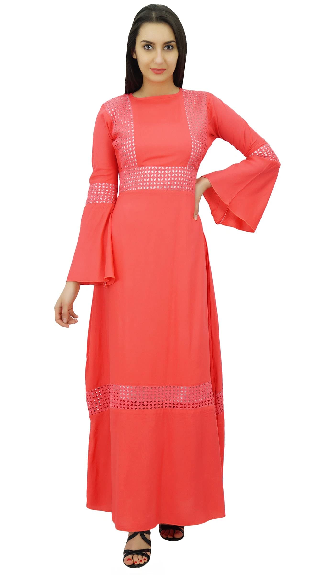 Bimba Women's Muslim Pashmina Maxi Kimono Sleeve Abaya Dress Jilbab with Hijab - Modest Islamic Prayer Dress for Mosque, Eid & Special Occasions