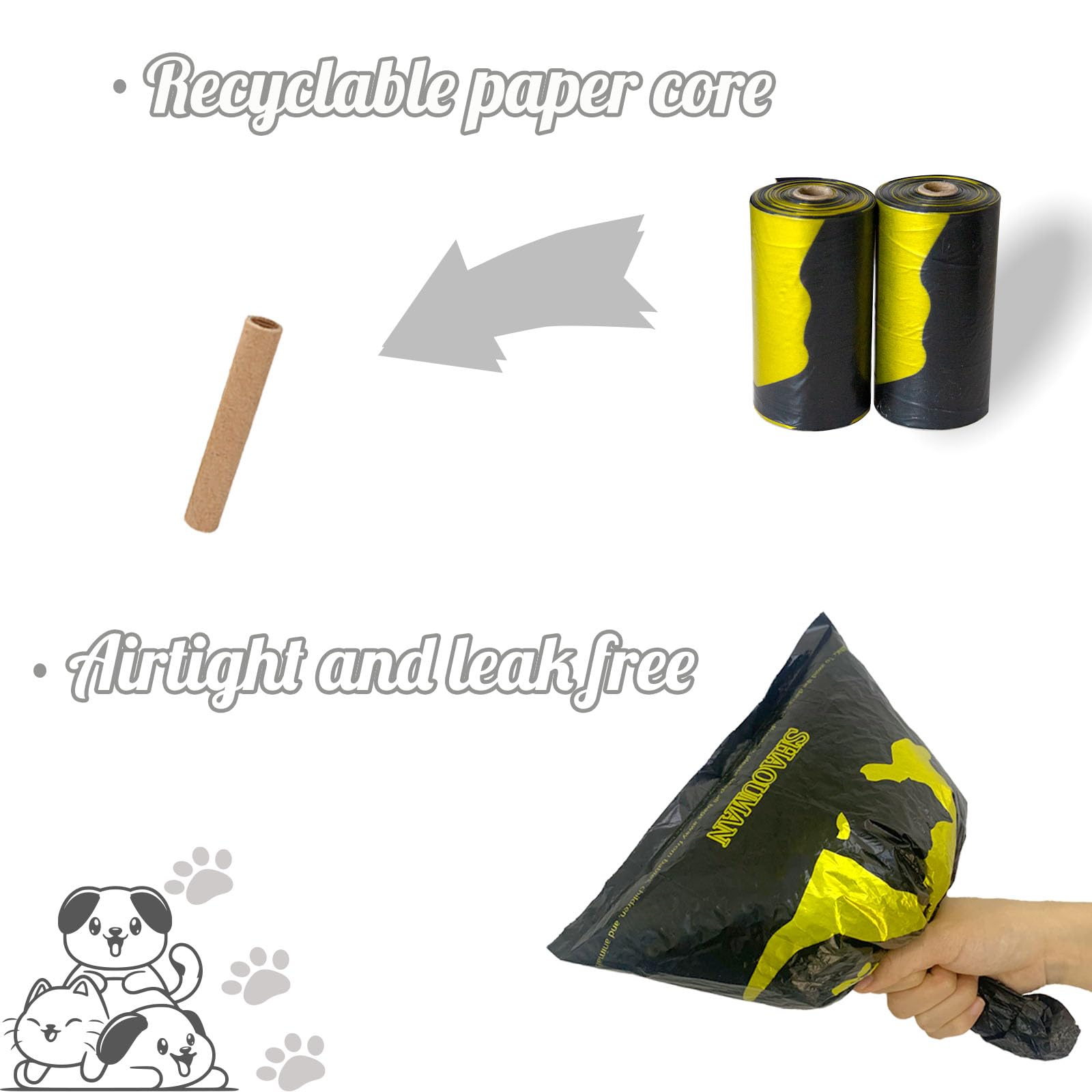 **Eco-Friendly Dog Poop Bags Holder for Leash | Portable Dog Waste Dispenser with Leak-Proof Bags | Hands-Free for Walking, Hiking & Outdoor Adventures**