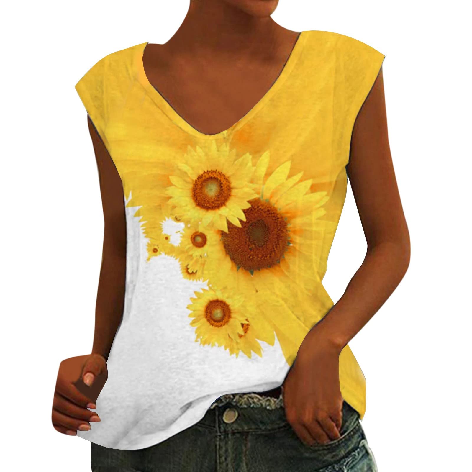 Stylish Plus Size Women's Casual V-Neck Sleeveless T-Shirt - Loose Fit Summer Blouse for Everyday Wear, Beach Outings & Date Nights