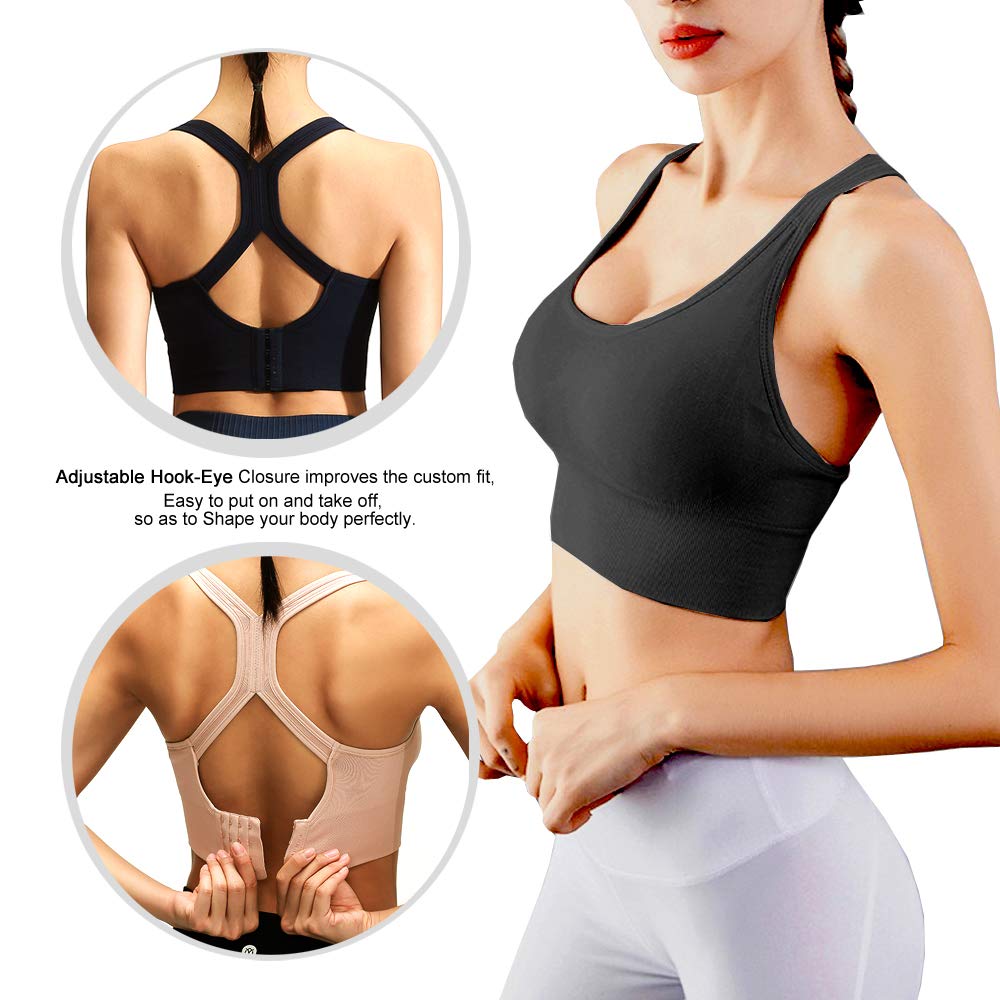High Impact Sports Bras for Women - Racerback Workout Bras with Padding, Comfortable Yoga & Fitness Bras Multipack - Perfect for Running, Gym, Yoga & High-Intensity Training