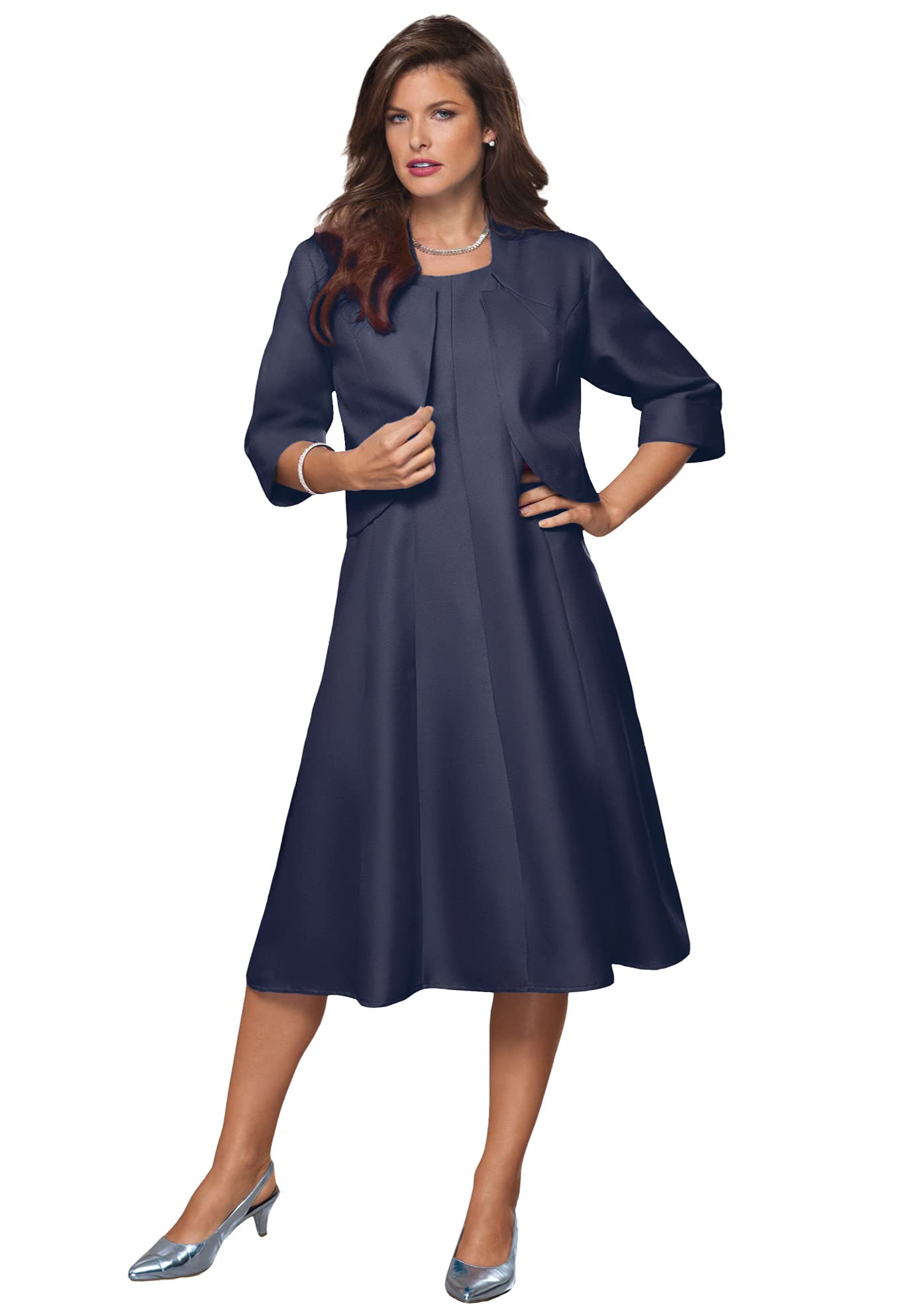 Roaman's Women's Plus Size Fit-and-Flare Jacket Dress - Stylish & Comfortable Plus Size Jacket Dress for Work, Church & Special Occasions