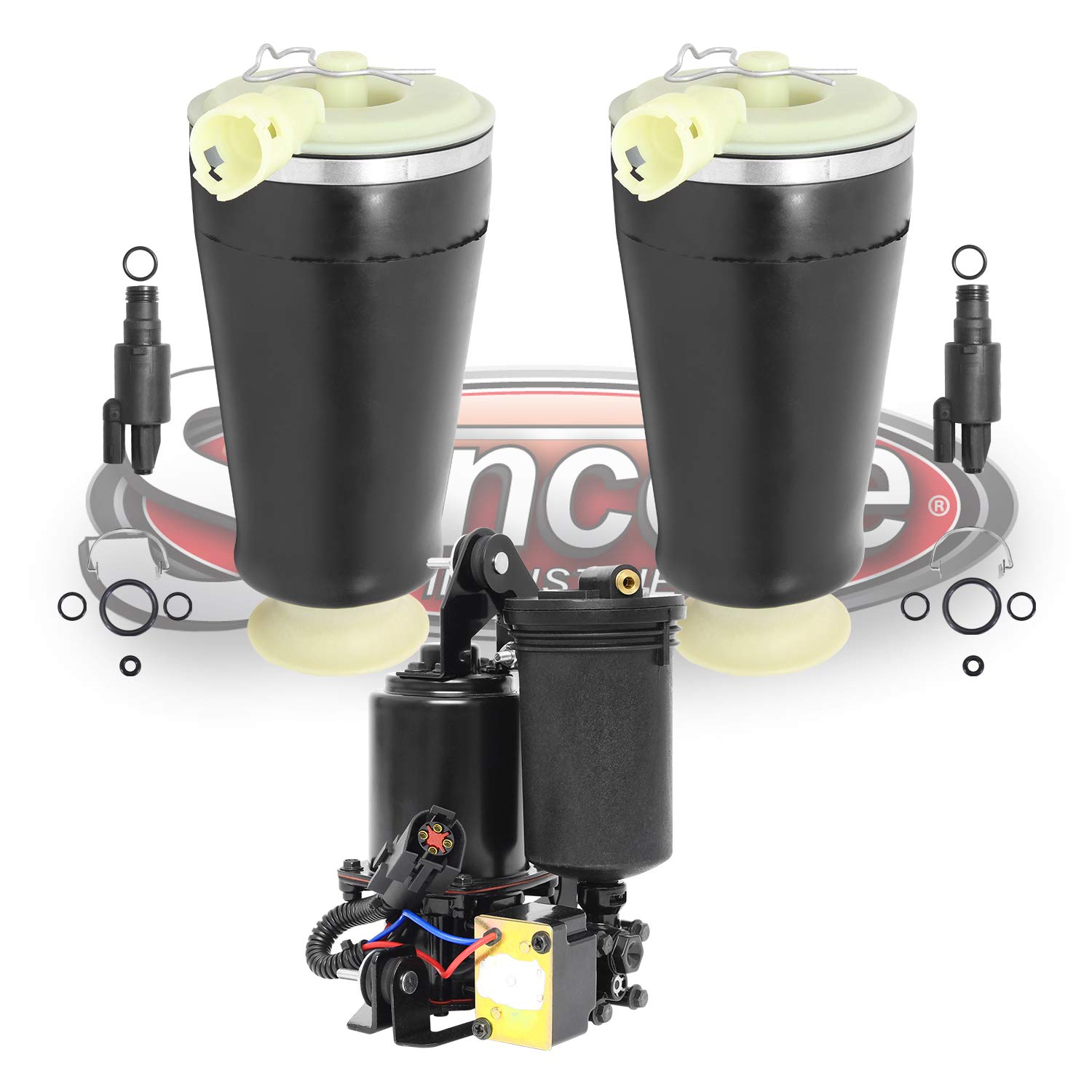 SUNCORE Rear Air Suspension Springs & Compressor Kit - Compatible with 2003-2004 Mercury Marauder | Premium Replacement for Smooth Ride | Perfect for Off-Roading & Towing