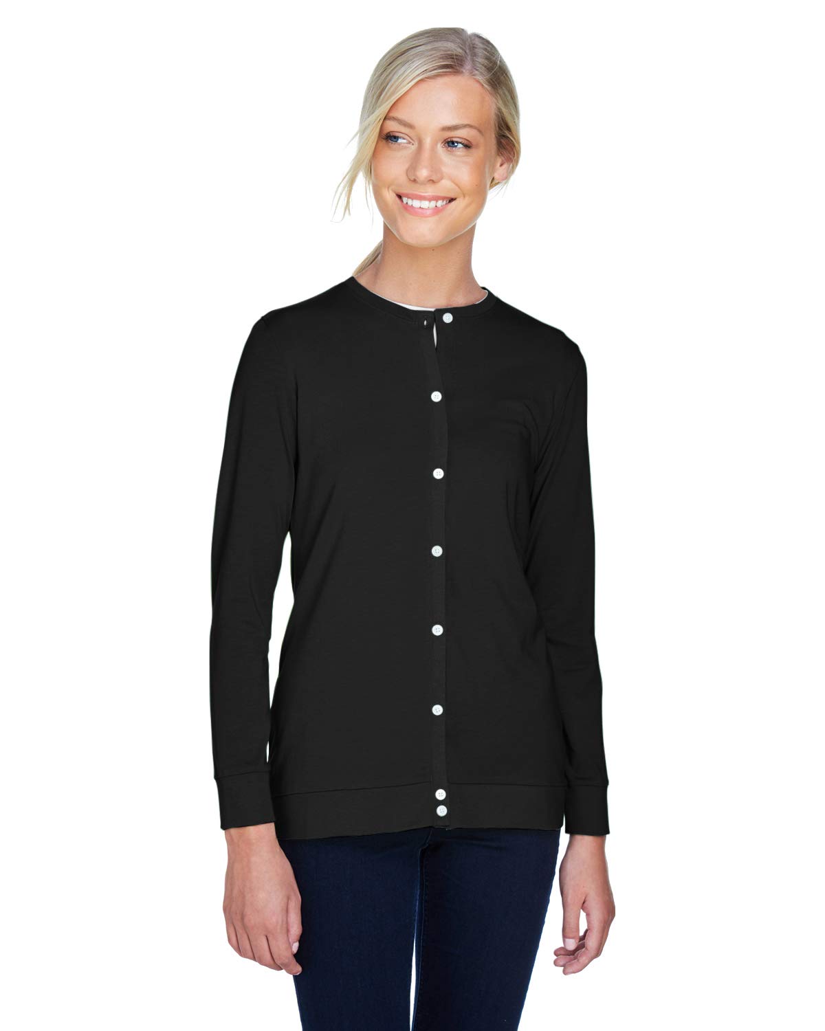 Devon & Jones DP181W Women's Ribbon Cardigan Sweater - Stylish & Comfortable Knitwear for Casual Outfits, Office Wear & Layering in Fall & Winter