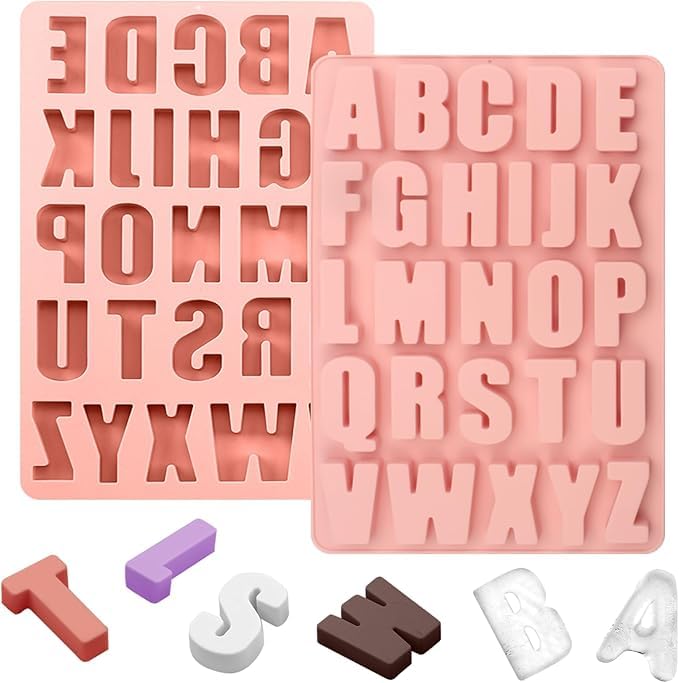 BAKEMO 26 Cavity Alphabet Letter Silicone Mold for Chocolate, Candy, Fondant & Jelly - Reusable Baking Mold for Cake Decorating, DIY Desserts & Party Treats - Multicolor (Pack of 1) | Perfect for Birthday Cakes, Cupcake Toppers & Holiday Candy Making