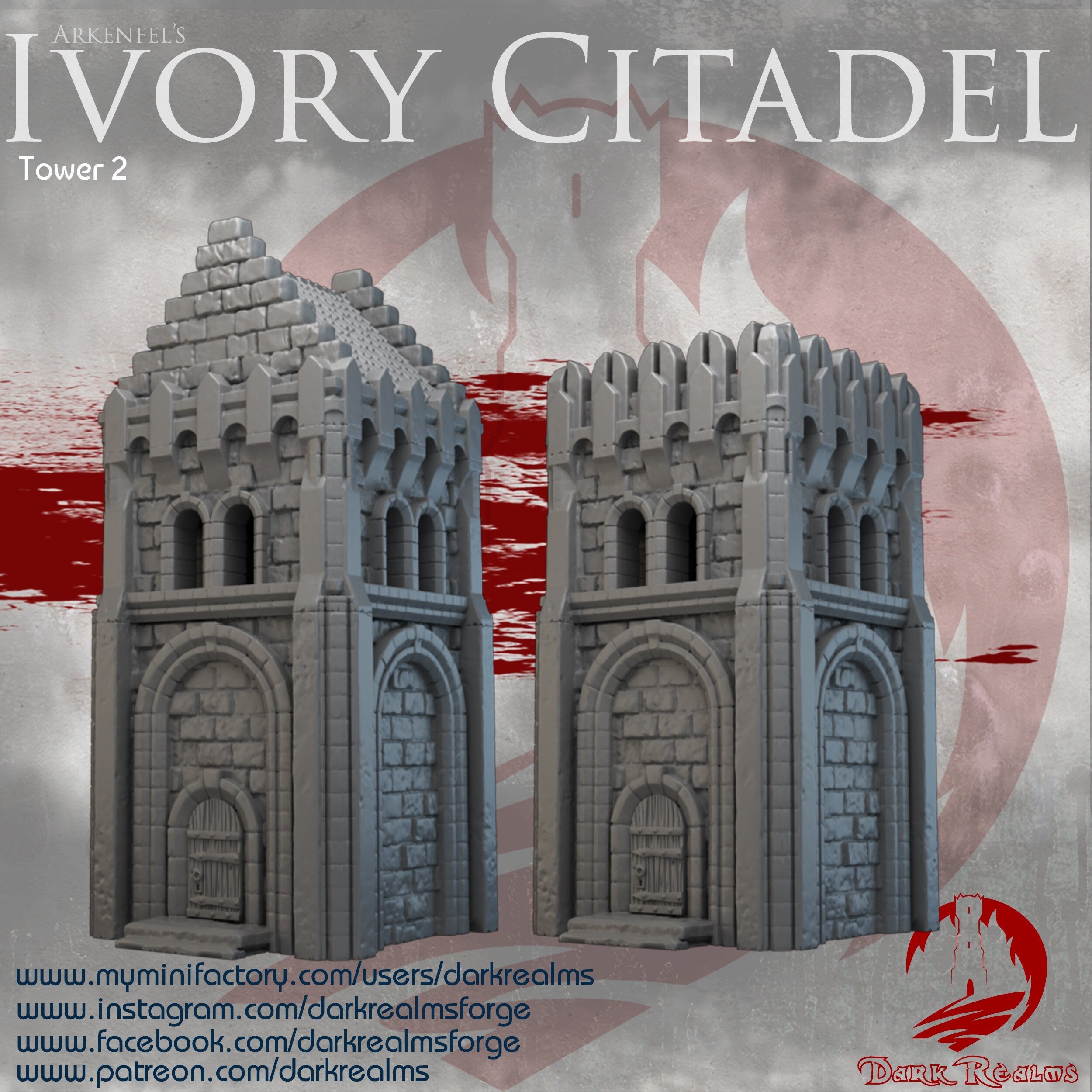 Dungeons & Dragons Miniature - Ivory Tower Citadel Set for RPG & Tabletop Gaming | Fantasy Terrain for D&D, LOTR, and Warhammer Scenes