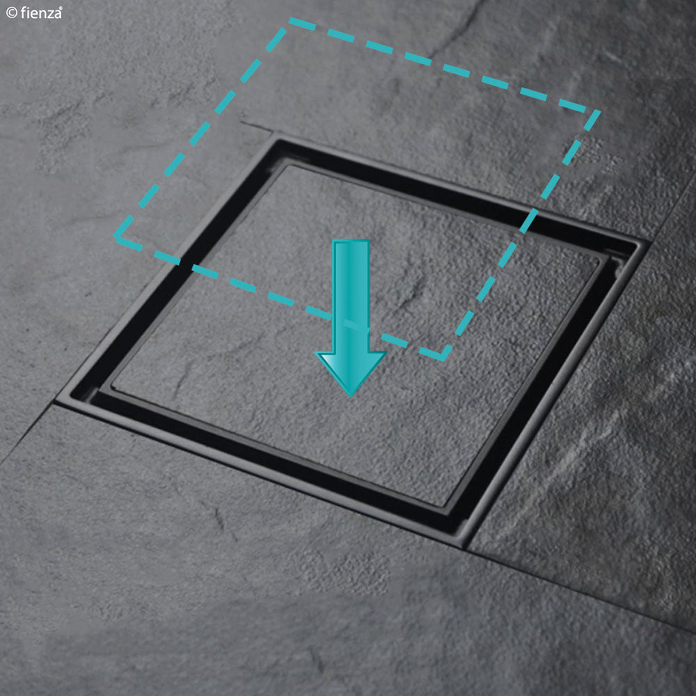 Fienza TIW85DGM 2-in-1 Square Floor Waste Drain with 88mm Outlet - Gun Metal Finish for Bathroom, Shower & Laundry Room Drainage Solutions
