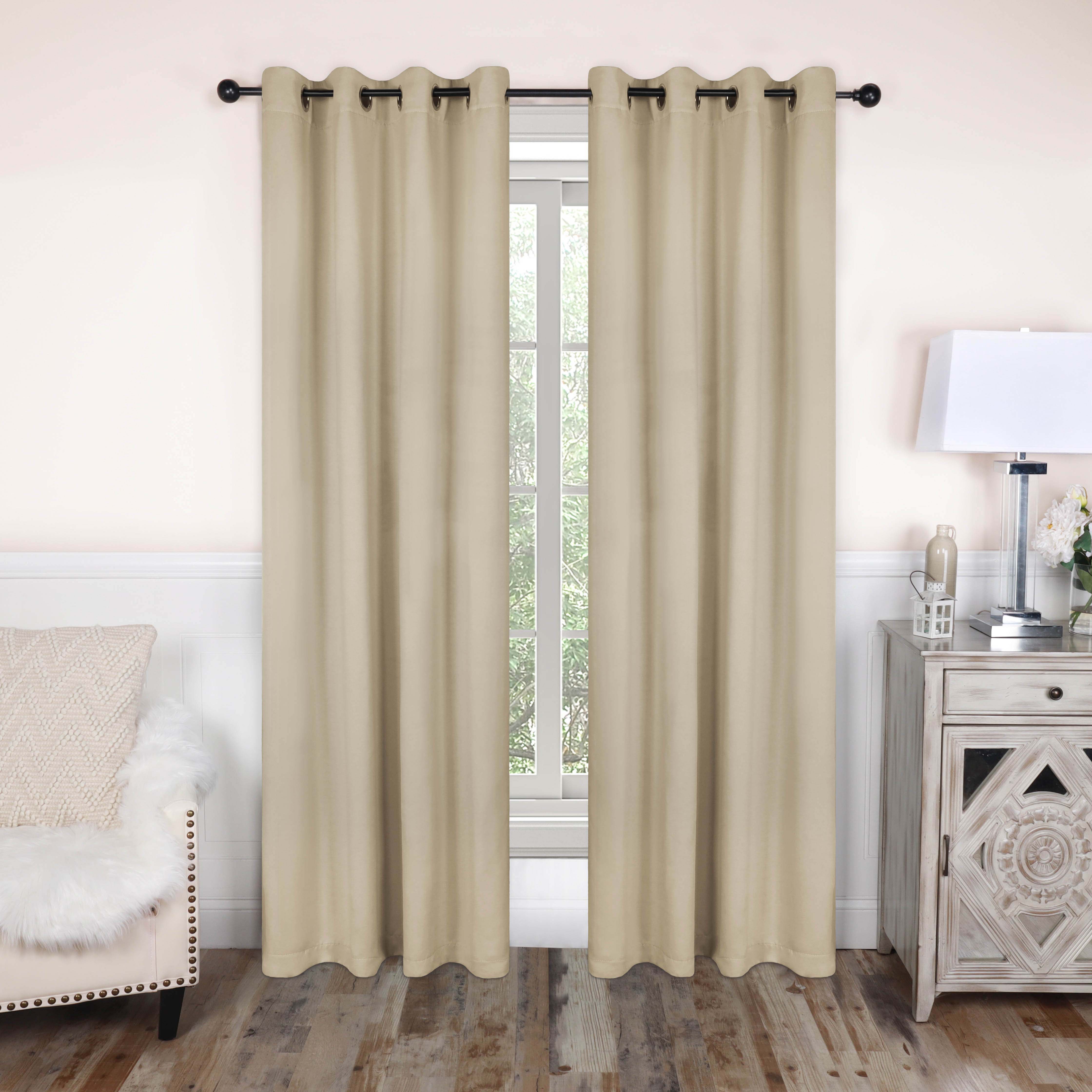 Solid Classic Modern Grommet Blackout Curtain Set - Thermal Insulated Window Drapes for Living Room & Bedroom - Noise Reducing & Light Blocking for Better Sleep