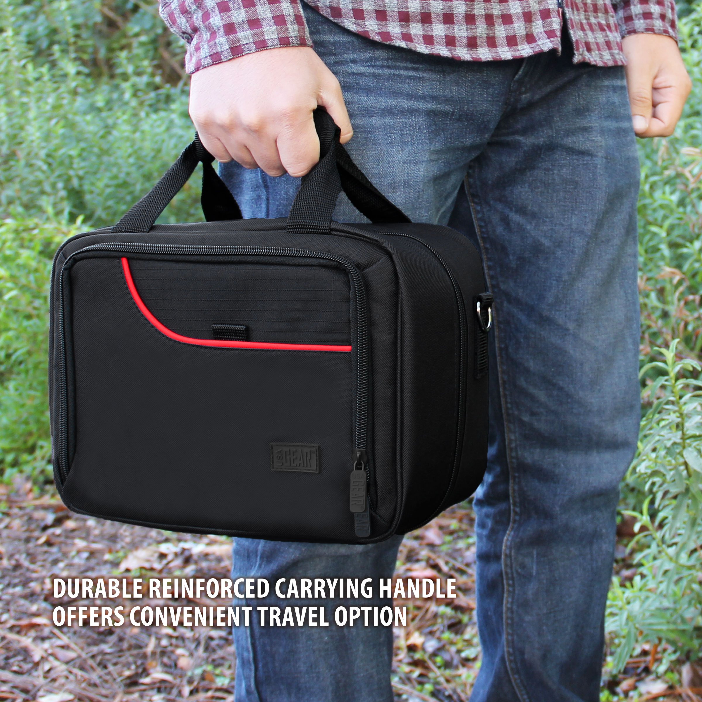 USA Gear Drone Carrying Case - Waterproof Hard Shell Compatible with DJI Mavic Pro 2, Yuneec Breeze & Most Drones - Fits Drone, Controller, 4 Batteries & Accessories - Perfect for Travel, Hiking & Outdoor Photography (Red)