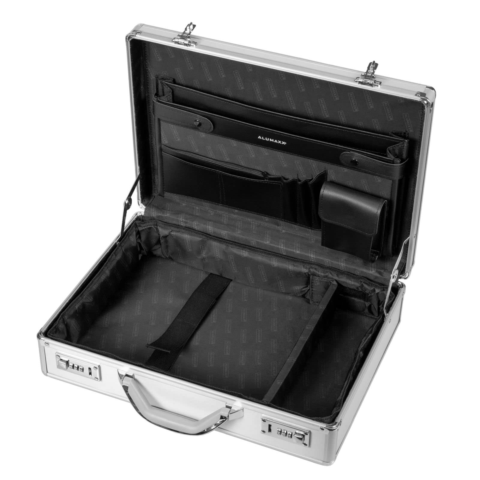 Alumaxx Kronos Padded Aluminum Laptop Briefcase - Silver Business Attache Case for 15.6 Inch Notebook | Perfect for Office, Travel & Professional Meetings