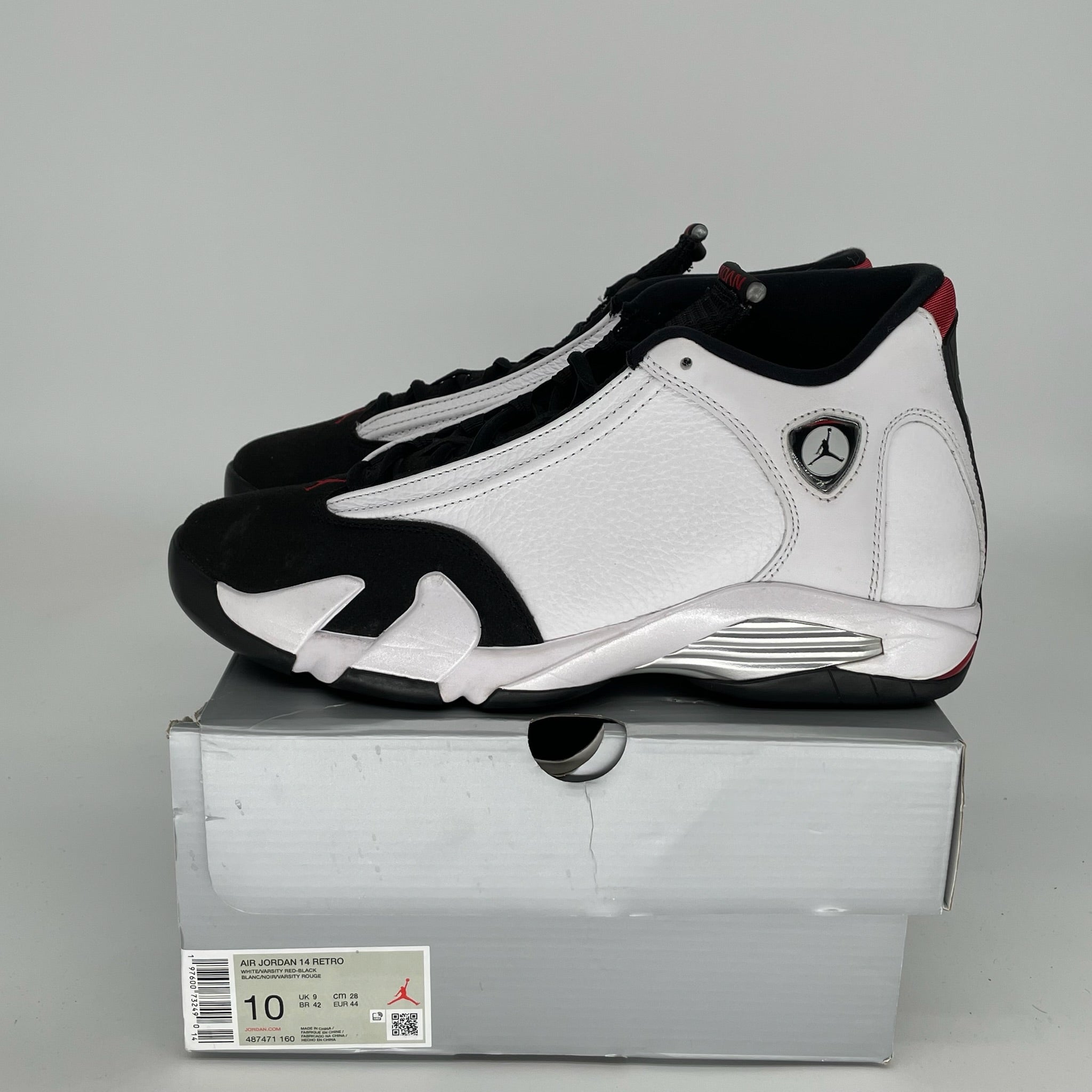 AIR JORDAN 14 Retro Black Toe Men's Basketball Shoes Size 10 - Authentic 487471-160 for Sneaker Collectors & Court Performance | Perfect for NBA Games, Streetwear Fashion & Basketball Training