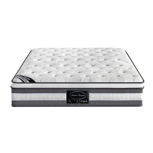 King Premium Bed Set - Luxe Hillsdale Bed Frame in Grey, Plush Euro Top Pocket Spring Mattress (Medium Firm) with Bamboo Mattress Topper | Perfect for Master Bedroom, Guest Room & Luxury Home Decor