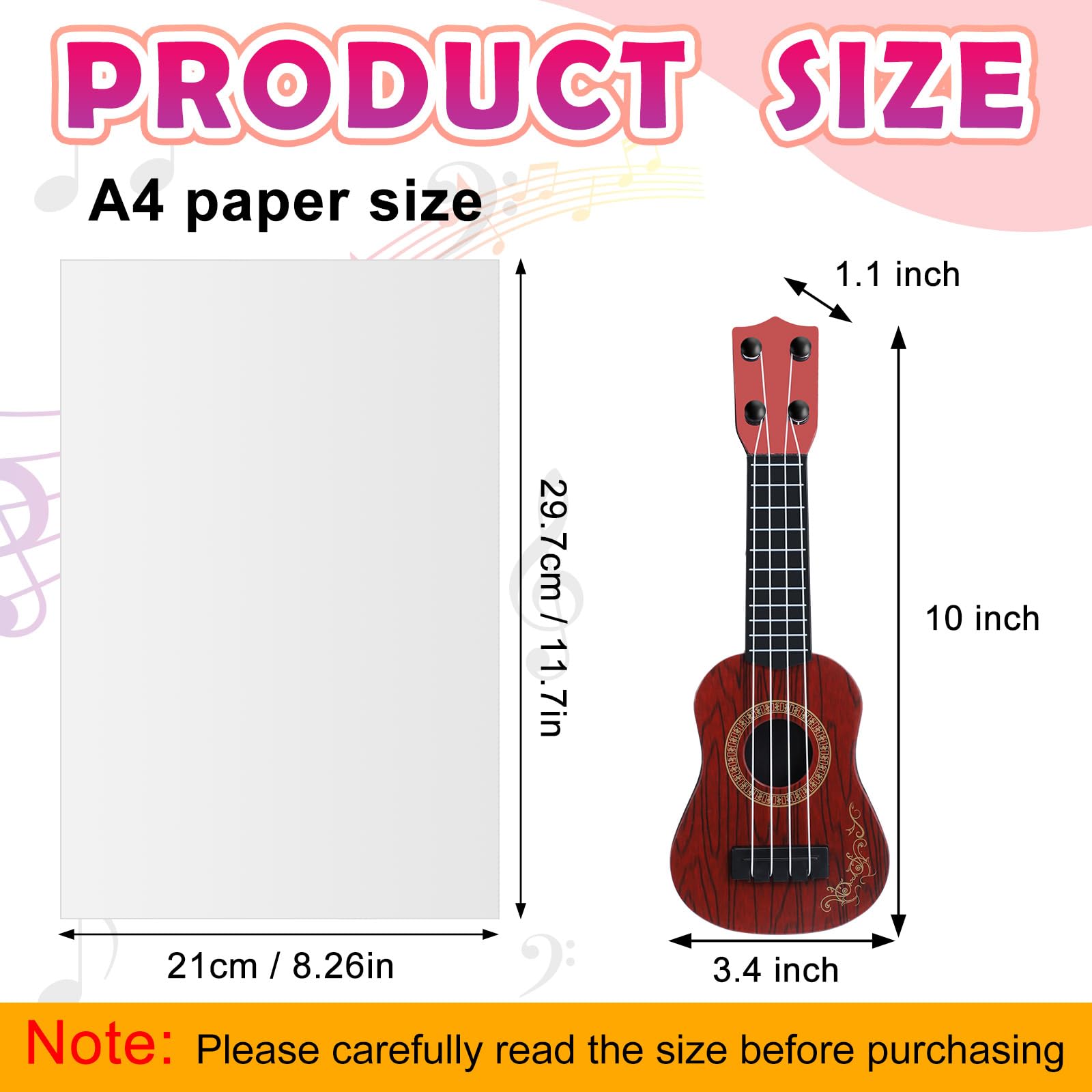 6 Pack Kids Toy Guitar 10 Inch Ukulele - Mini Classical Beginner Musical Instrument for Toddlers | Educational Developmental Toy for Babies & Children | Perfect for Birthday Gifts, Music Lessons & Pretend Play