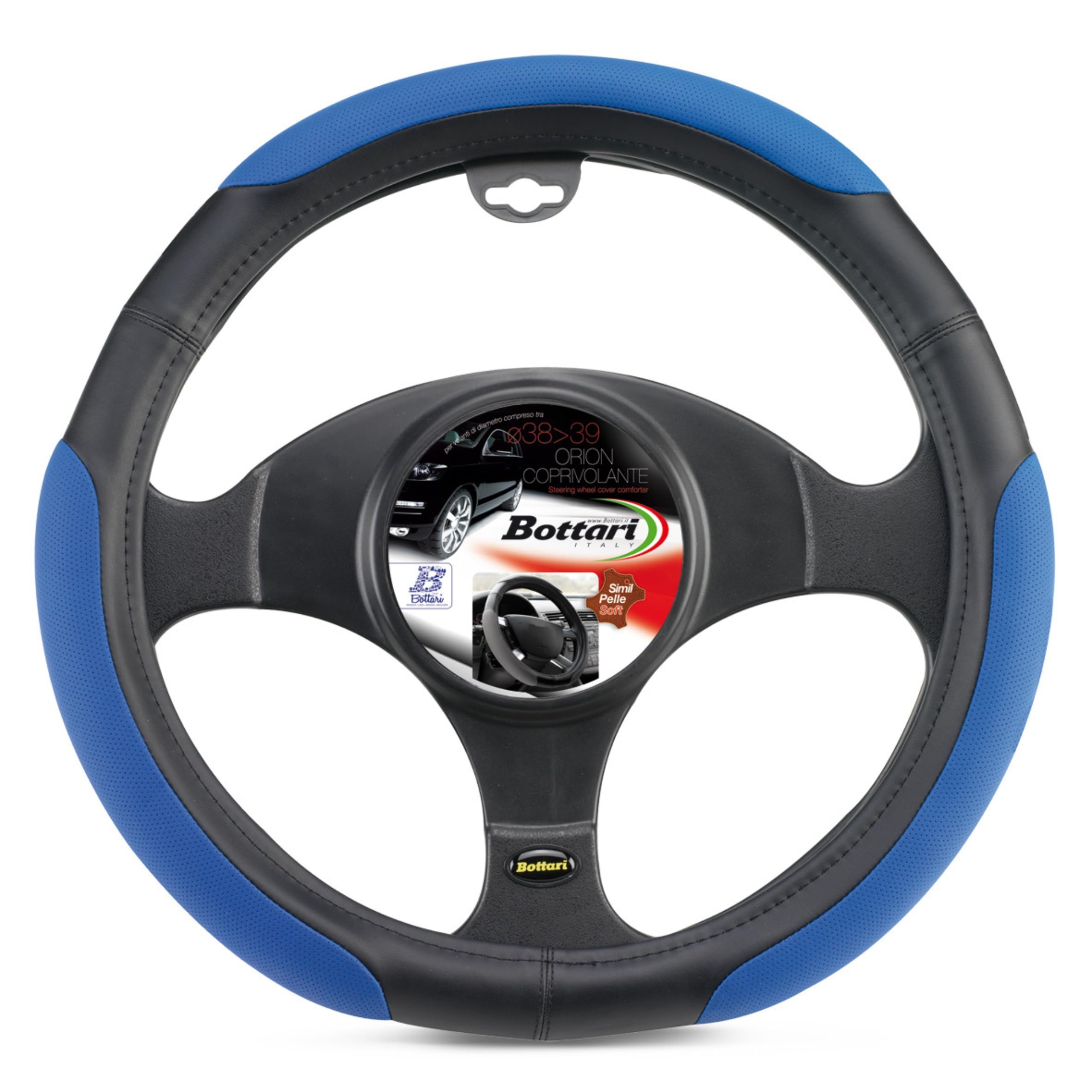 Orion Car Steering Wheel Cover - Odorless Material, Blue, 37-39 cm Diameter - Non-Slip Grip for Comfortable Driving & Car Interior Upgrade