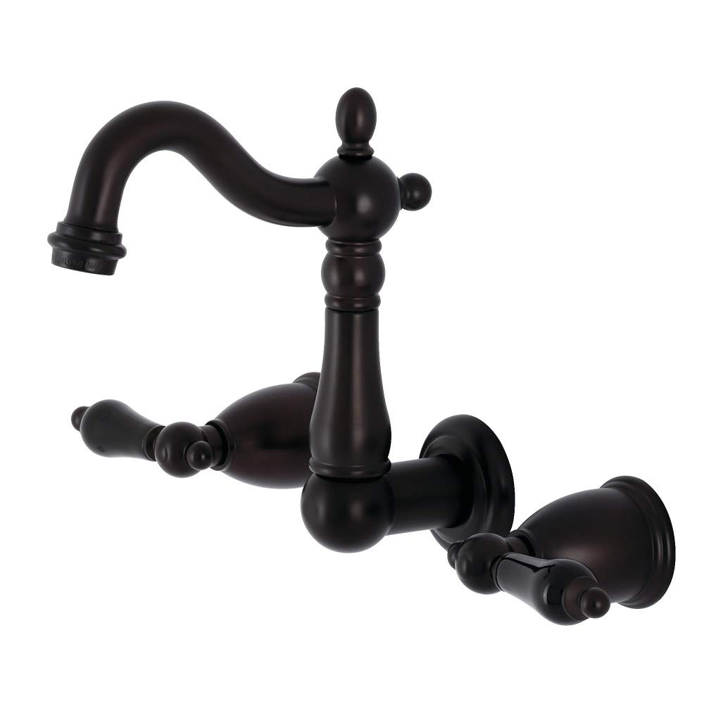 Kingston Brass KS1225PKL Duchess 2-Handle Wall Mount Bathroom Sink Faucet - Oil Rubbed Bronze Finish - 10