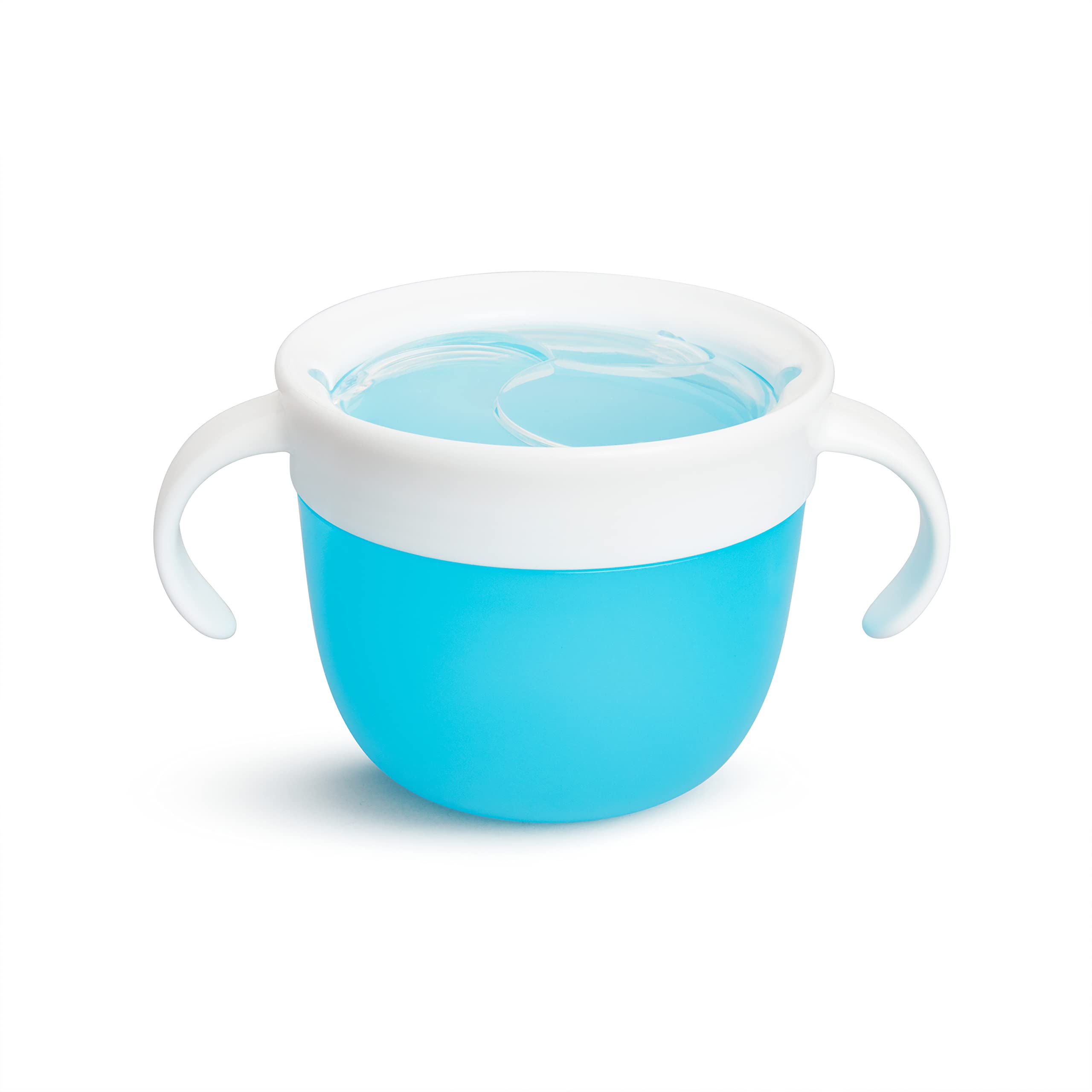 Munchkin® Snack Catcher Toddler Snack Cups - Leak Proof Spill Proof Snack Containers for Kids, BPA Free (Pack of 2, Blue & Green) - Perfect for Car Travel, Stroller, High Chair & On-The-Go Snacking