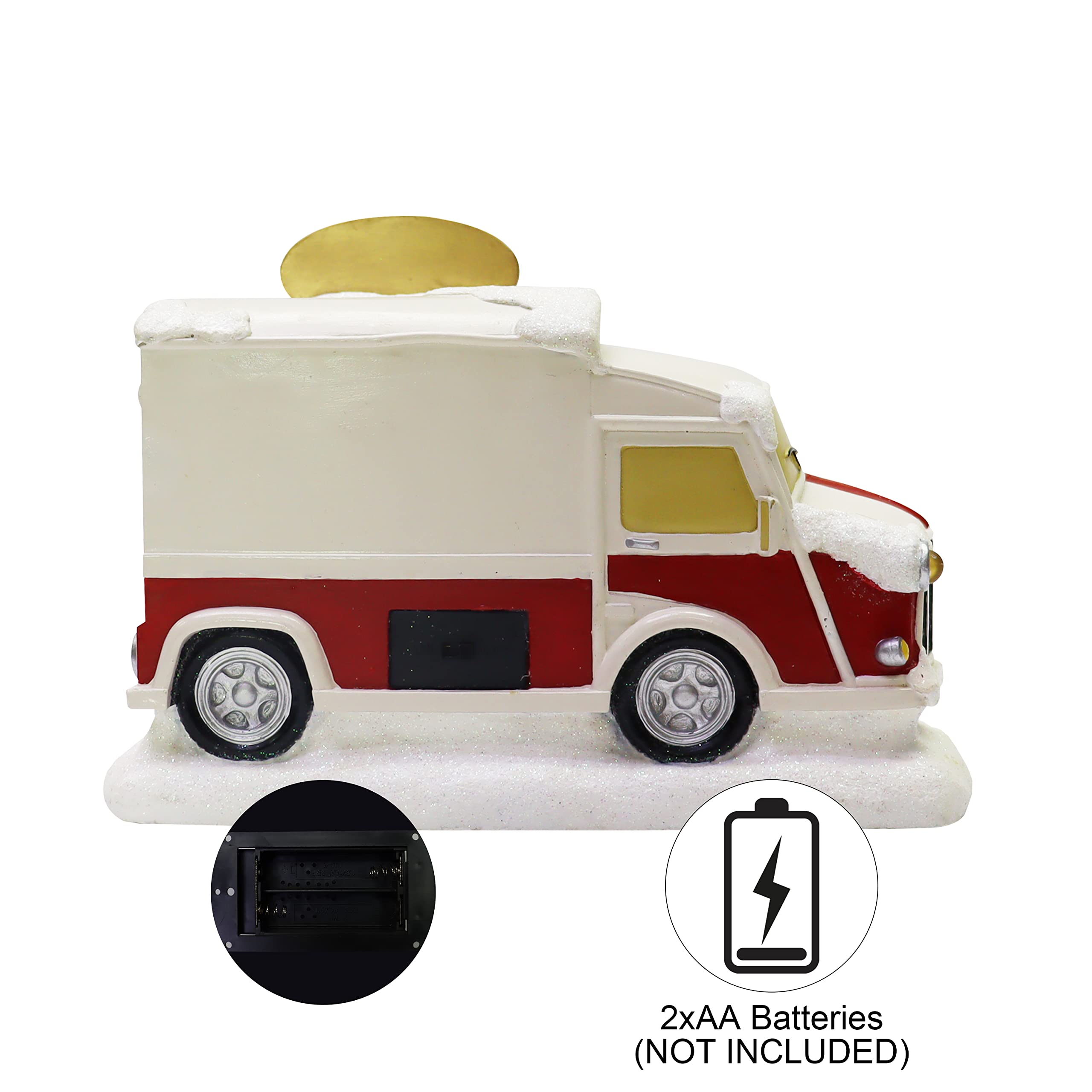 Christmas Village Food Truck with LED Lights - Battery Operated Holiday Decoration for Home & Office - Perfect for Winter Village Displays, Gift Giving & Seasonal Decor