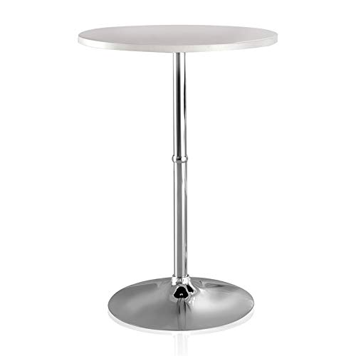 Furniture of America Luther Contemporary White Metal Round Pub Table - Perfect for Dining Rooms, Kitchens & Outdoor Patios