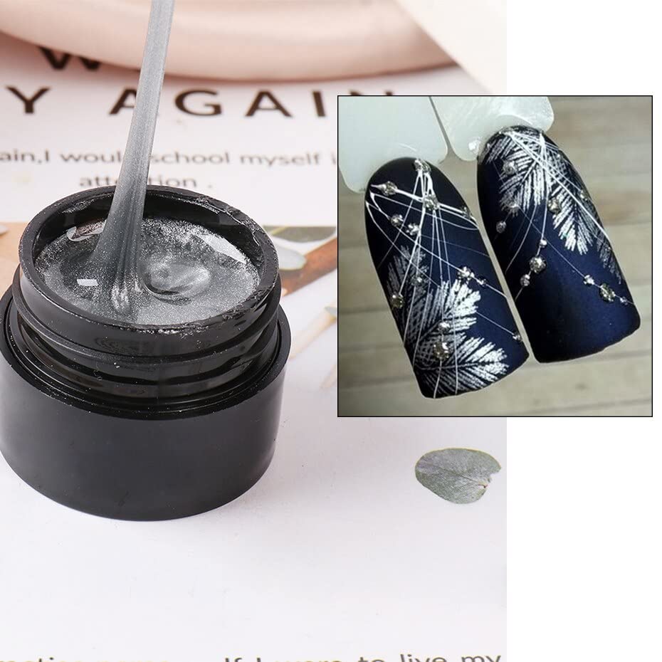 D.B.Z. ® Silver Spider Gel Polish Kit - UV LED Nail Art Paint with Thin Brush for Professional Spider Web Designs | Perfect for Salon, Home Manicure & Nail Art Enthusiasts