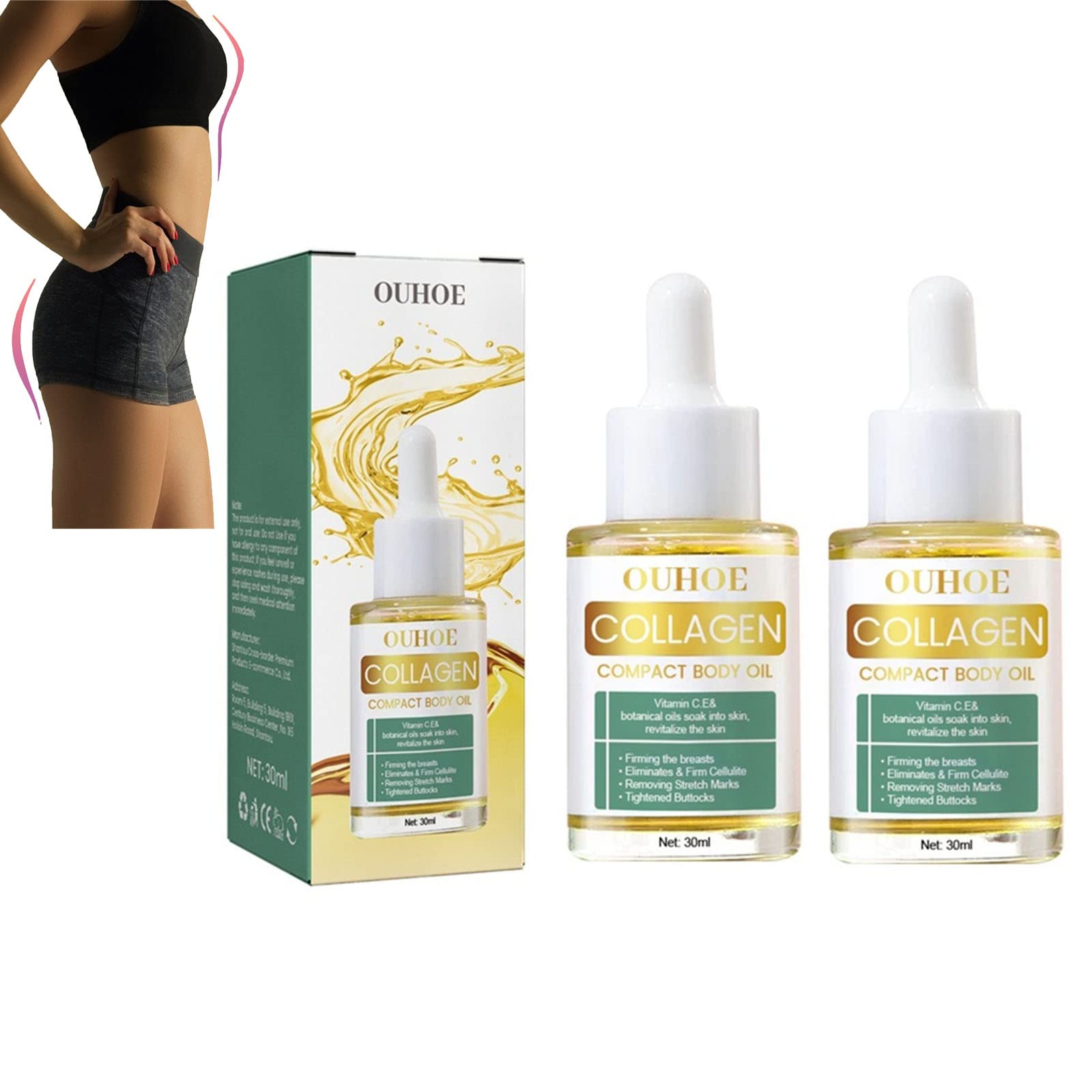 Premium Collagen Lifting Body Oil for Women - Anti-Cellulite & Firming Massage Oil with Hydrating Formula (2-Pack) | Perfect for Post-Workout Recovery & Spa-Like Skincare Routine