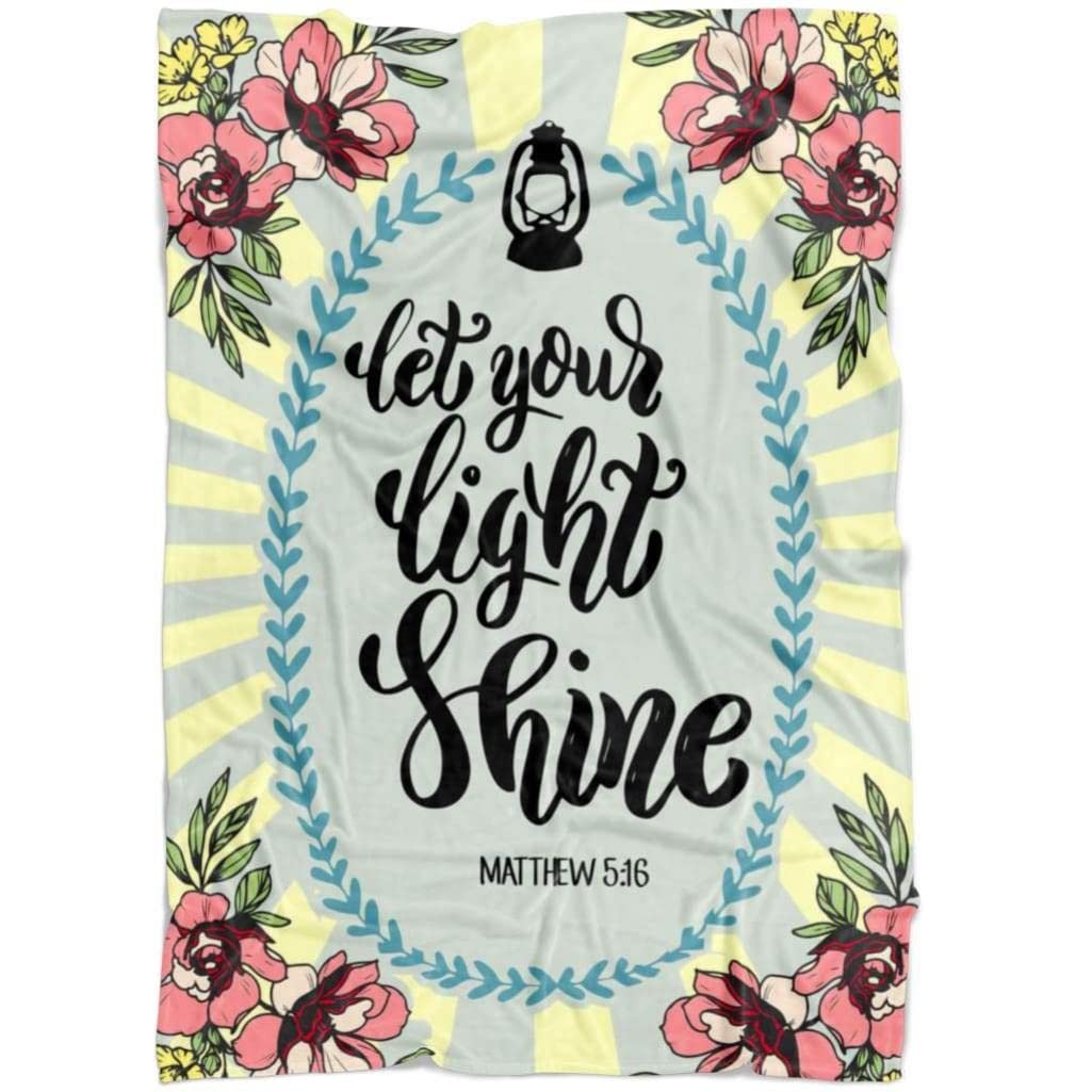 Matthew 5:16 Let Your Light Shine - Inspirational Christian Fleece Prayer Blanket with Bible Verse - Religious Gift for Worship, Bible Study & Comfort - Soft Jesus Blanket for Church, Home & Prayer Groups