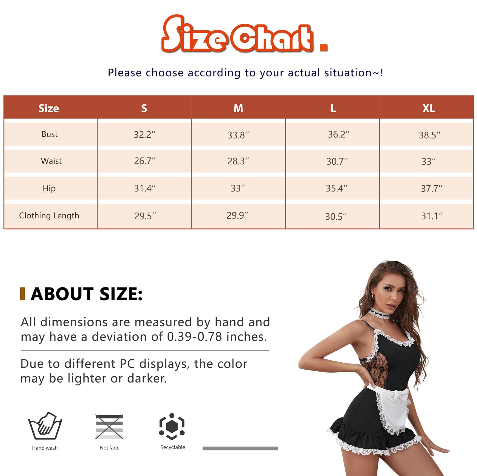 Sexy French Maid Costume for Women - Plus Size Lace Dress & Apron Set for Anime Cosplay, Role Play, Halloween & Boudoir Photography