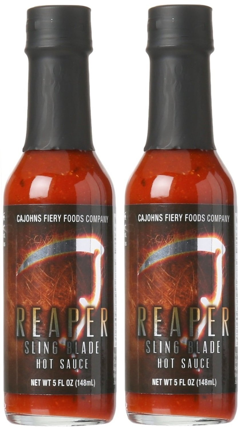 Cajohn's Reaper Sling Blade Extreme Hot Sauce - 5oz Bottle (Pack of 2) - Ghost Pepper Hot Sauce for Wings, Tacos, Burgers & Spicy Food Lovers