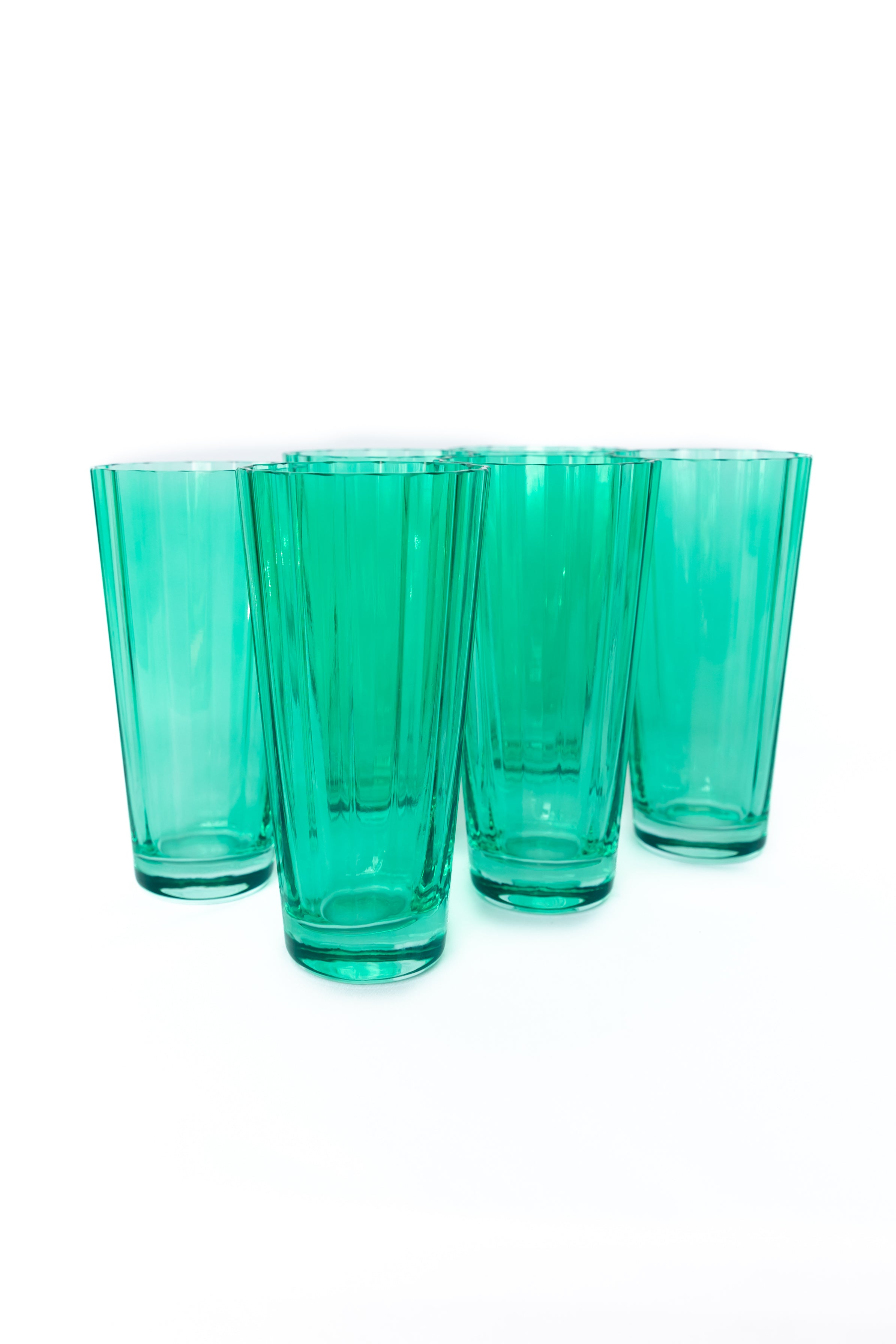 Estelle Colored Sunday Highball Glasses - Set of 6 (Kelly Green) - Perfect for Cocktails, Iced Tea & Entertaining