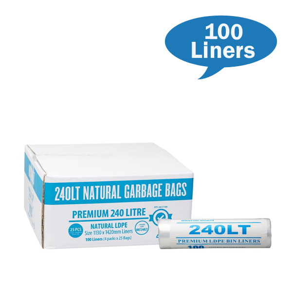 Premium Clear 240Lt Roll Trash Bags - Heavy Duty Garbage Liners for Kitchen, Office & Outdoor Use - Leak Proof & Tear Resistant