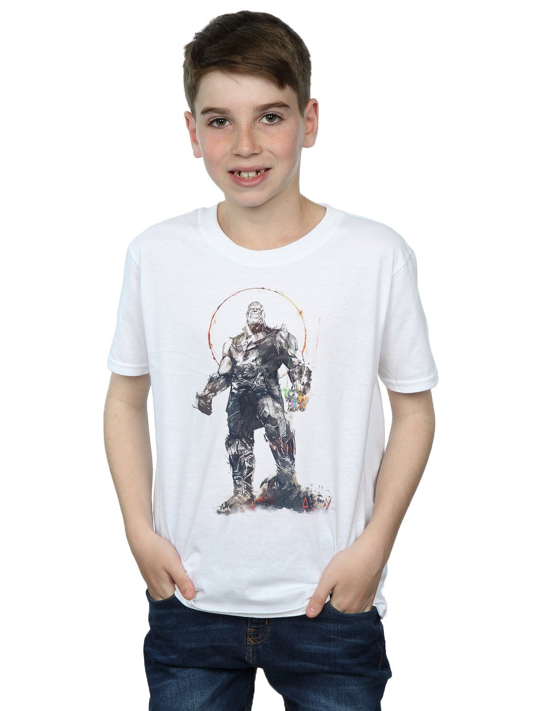 Avengers Infinity War Thanos Sketch Boys T-Shirt - White, Size 12-13 Years | Cool Superhero Graphic Tee for Kids Birthday & Cosplay