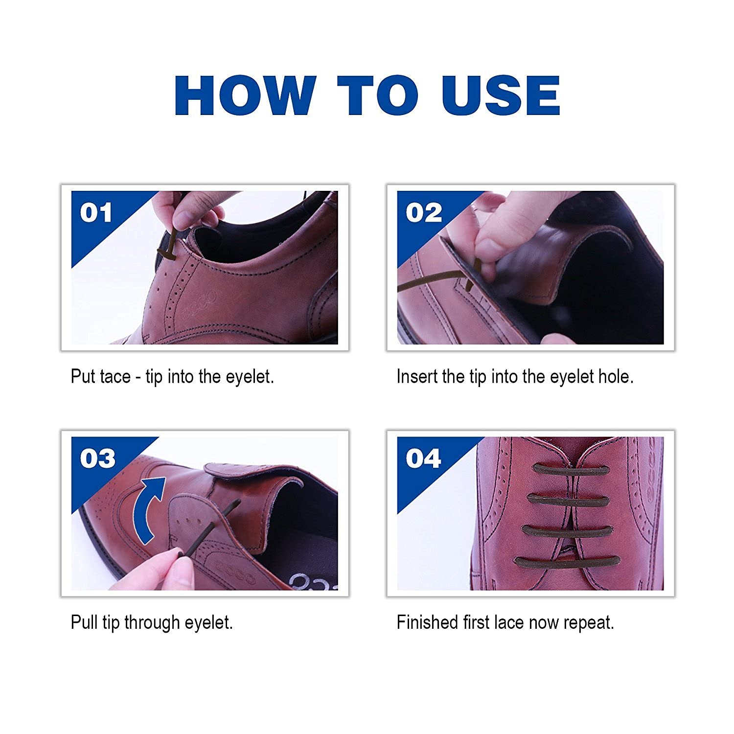 INMAKER No Tie Shoelaces for Adults - Elastic Silicone Tieless Laces for Men's Dress Shoes - Perfect for Work, Business & Formal Occasions