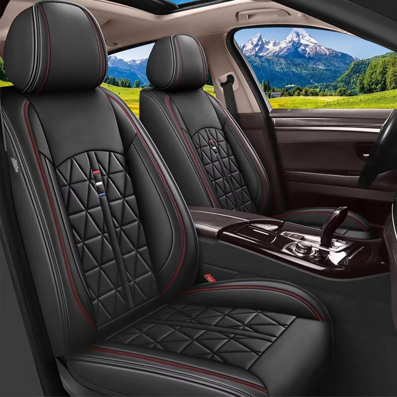 Premium Leather Seat Covers for Ford EcoSport 2018-2025 - Waterproof 5-Piece Full Set (Black) | Durable Car Interior Protection for Daily Commute & Road Trips