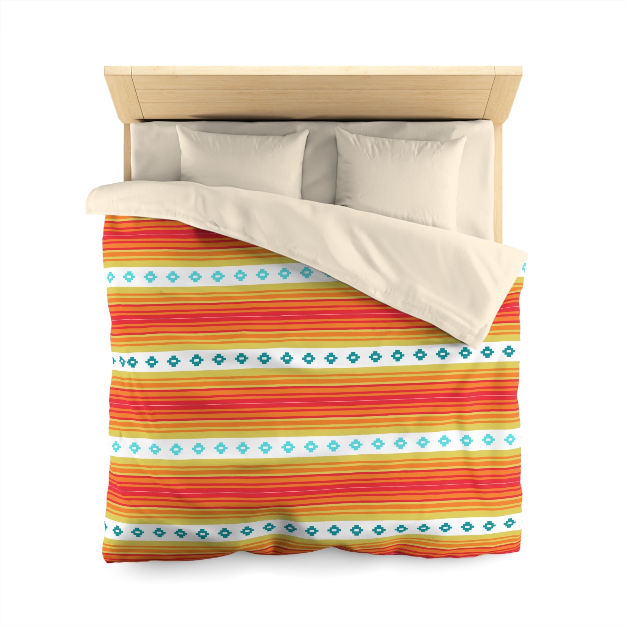 Southwestern Boho Bedroom Bedding Set - Soft Microfiber Duvet Cover with Piping - Queen, King, Full & Twin Sizes - Perfect for Guest Rooms & Vacation Homes