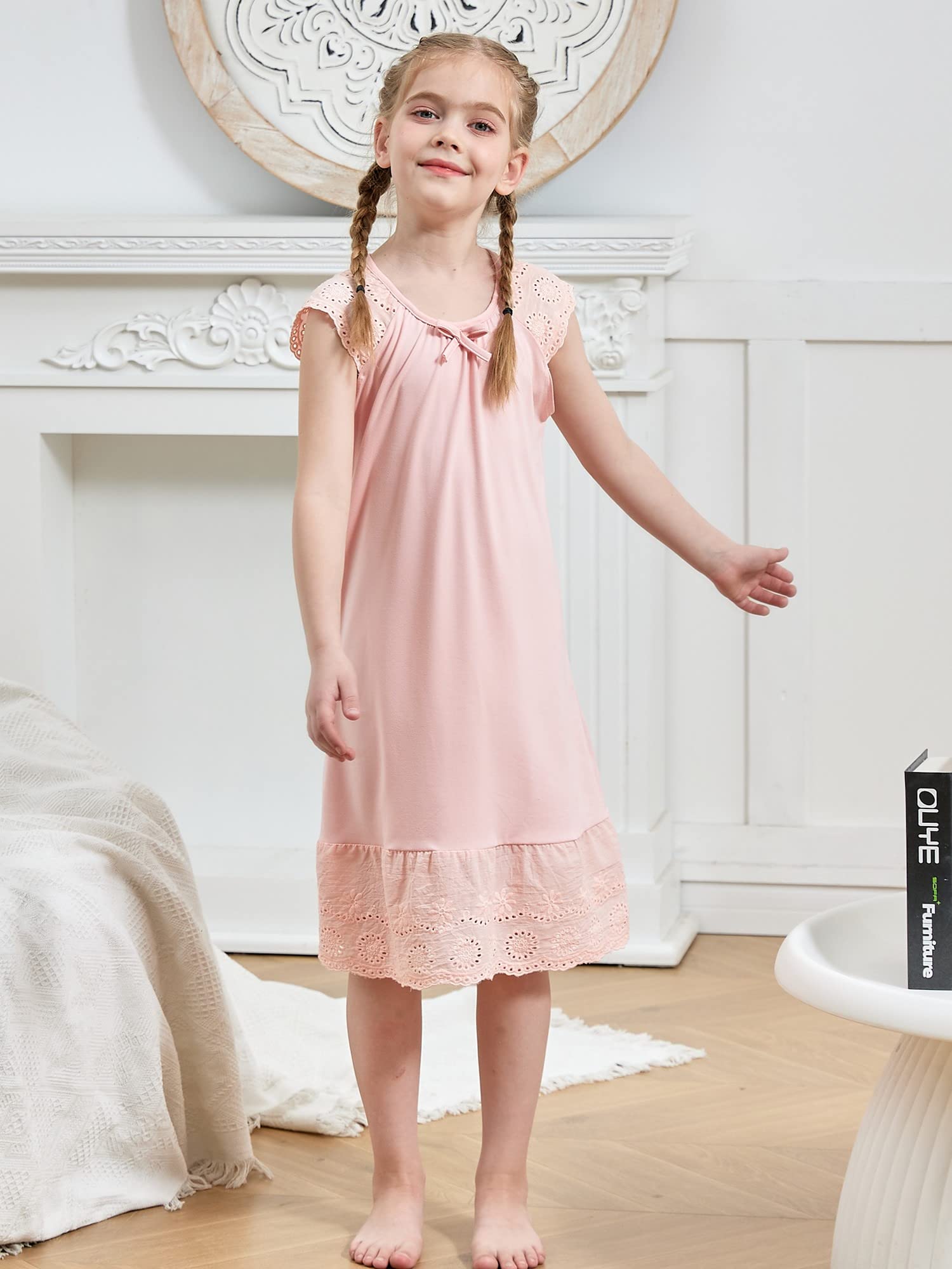 Cute Princess Nightgowns for Girls 5-12 Years - Flutter Sleeve Sleepwear Pajama Dress | Soft & Comfortable Nightie for Bedtime, Sleepovers & Cozy Evenings