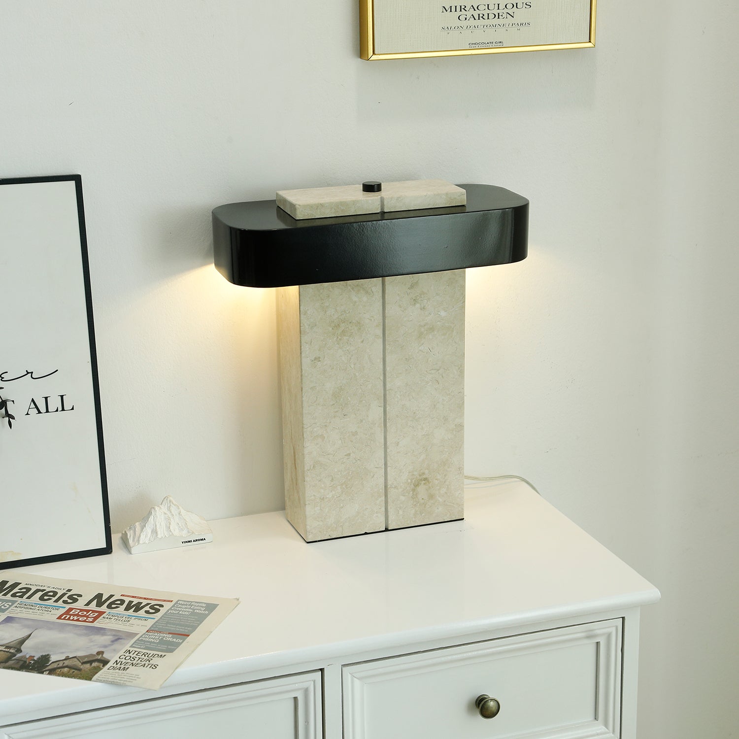 Bastion Marble Table Lamp - Modern Home & Office Lighting Decor for Bedroom, Living Room, Study