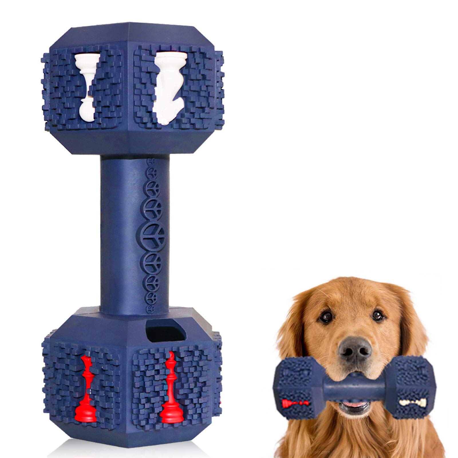 **Jomilly Indestructible Dog Chew Toys for Aggressive Chewers – Tough Natural Rubber Dumbbell Toy for Small, Medium & Large Dogs – Large Blue – Perfect for Playtime, Training & Dental Health**