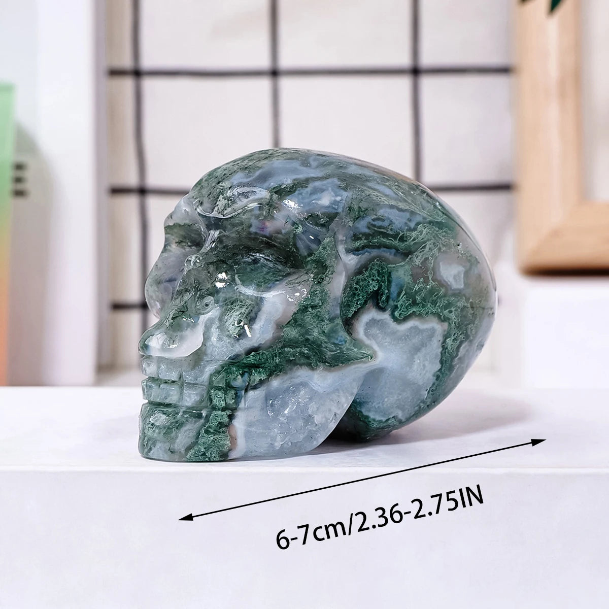 Moss Agate skull
