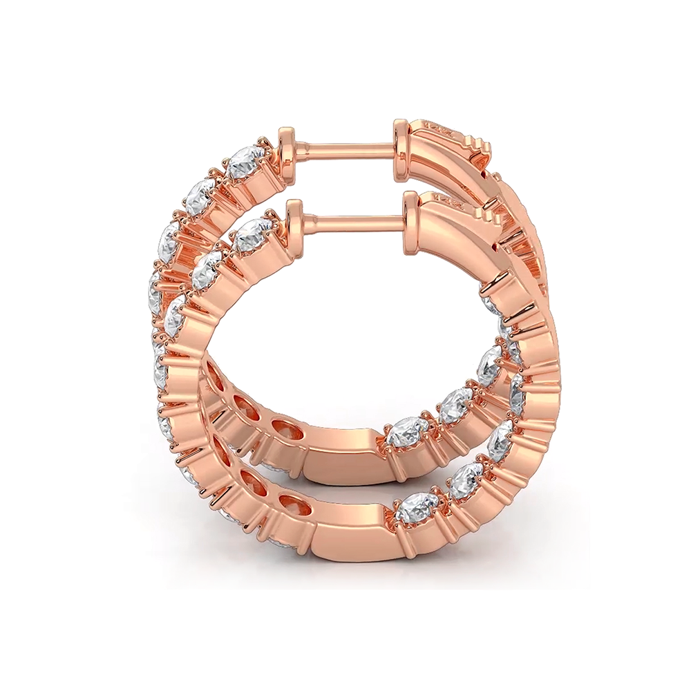 1.50 Carat Round Diamond Hoop Earrings - Crown Style Prong Setting for Women | Perfect for Weddings, Parties & Special Occasions