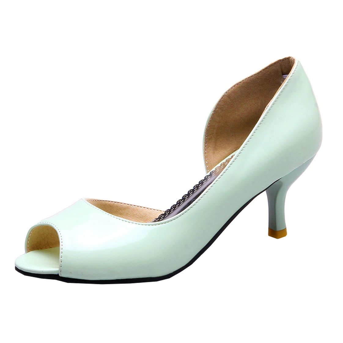 BEAUPAS Women's Peep Toe Kitten Heel Pumps - Patent Leather High Heels for Office, Party & Wedding - Comfortable Dress Shoes for Women