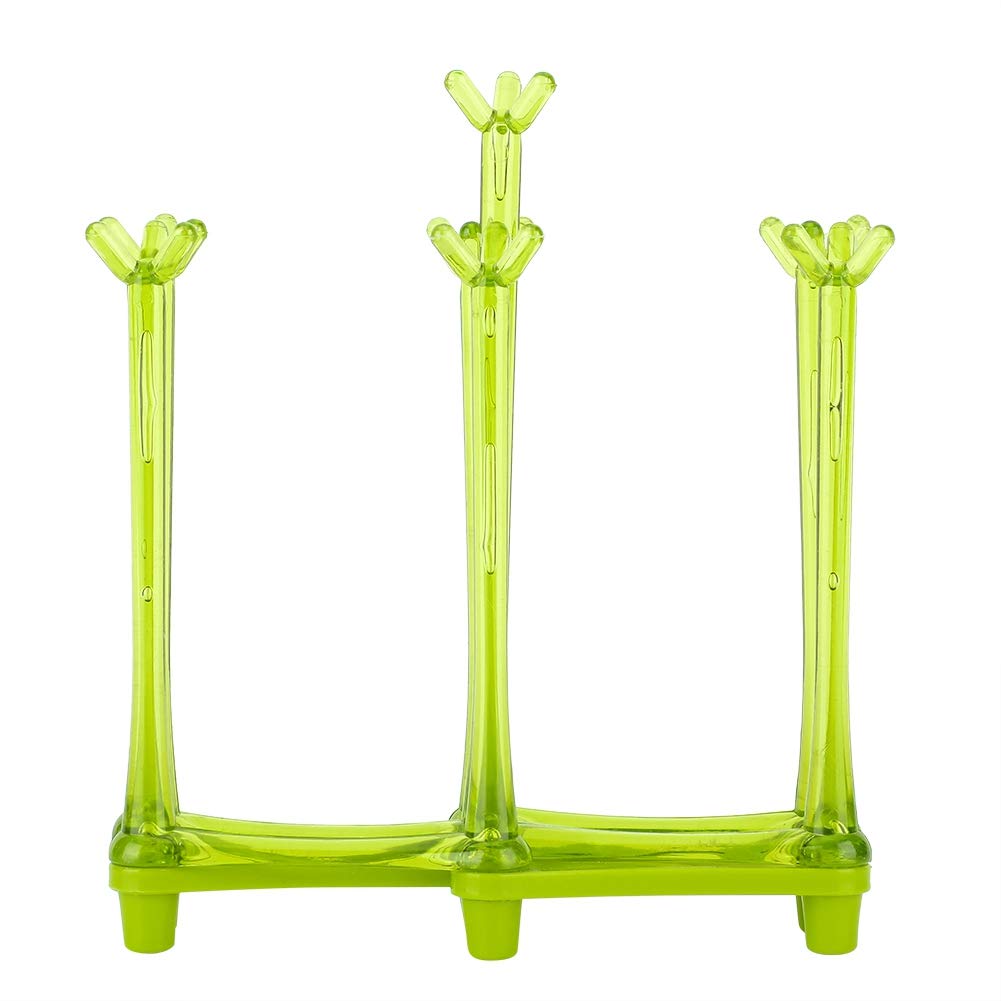 Sturdy Small Cup Drying Rack - Space-Saving Dish Rack for Home, Cafe & Bar - Holds Bottles, Glasses & Mugs - Durable Green Cup Holder for Kitchen Countertop & Dishwasher Organization