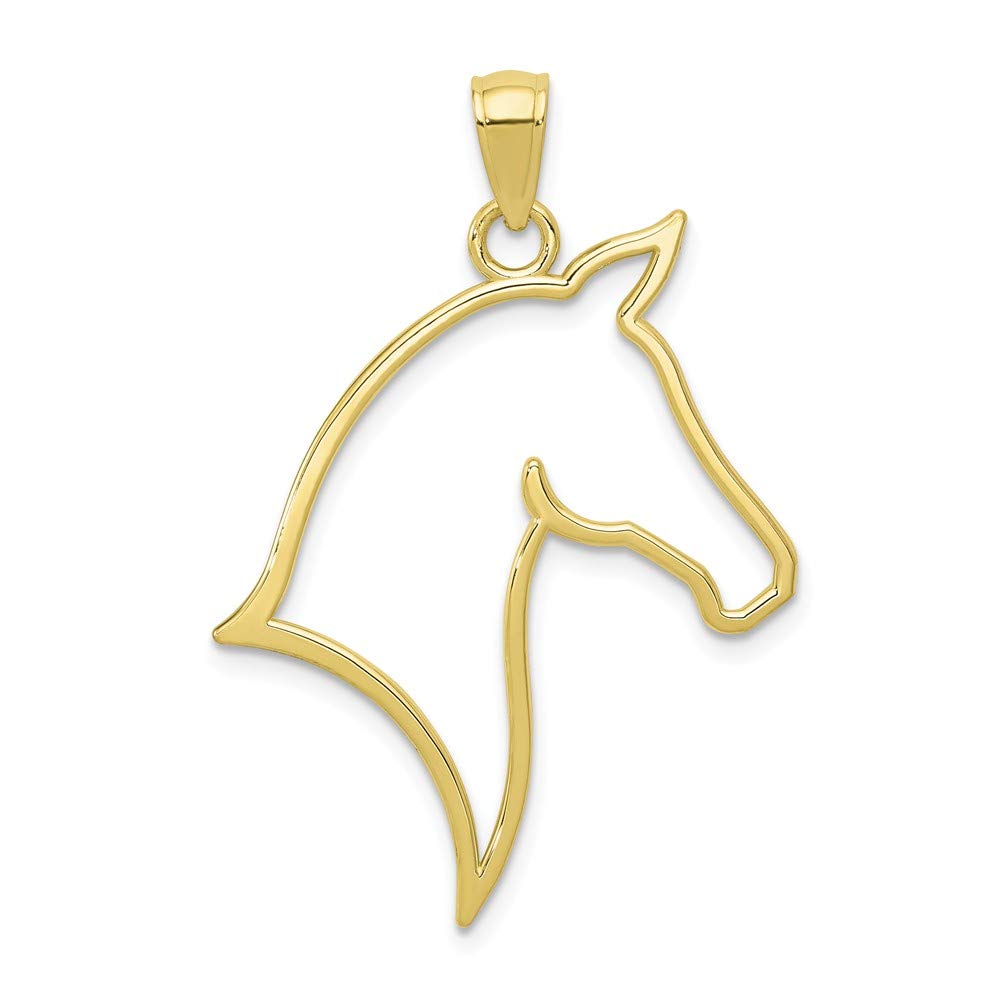 10K Yellow Gold Horse Head Profile Cut Out Pendant Necklace - Elegant Animal Jewelry for Women - Perfect for Gifts, Parties & Everyday Wear