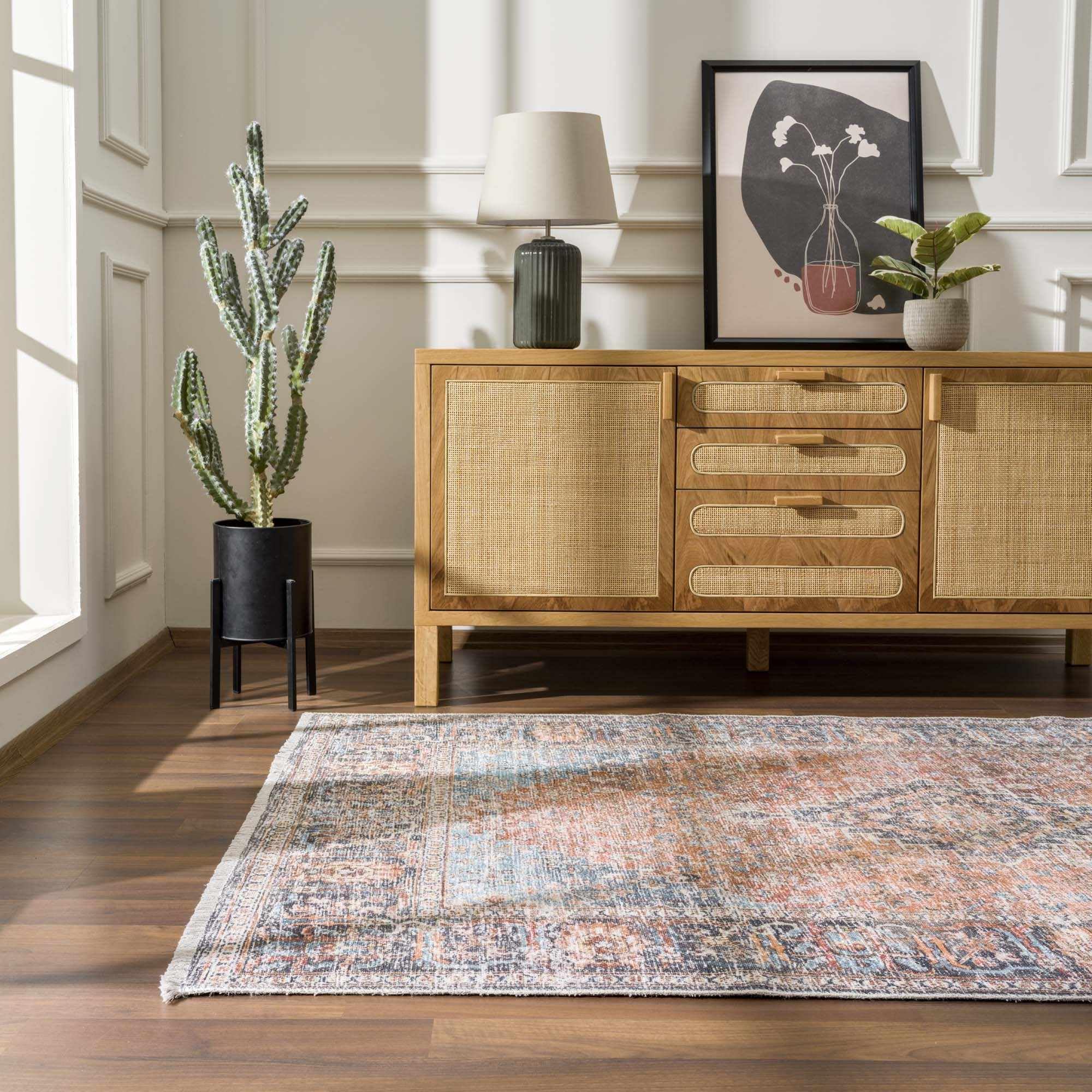 Machine Washable Oriental Area Rug - Hauteloom Holli HOL Series Traditional Carpet for Living Room & Kitchen - Purple, Pink, Green 6'7