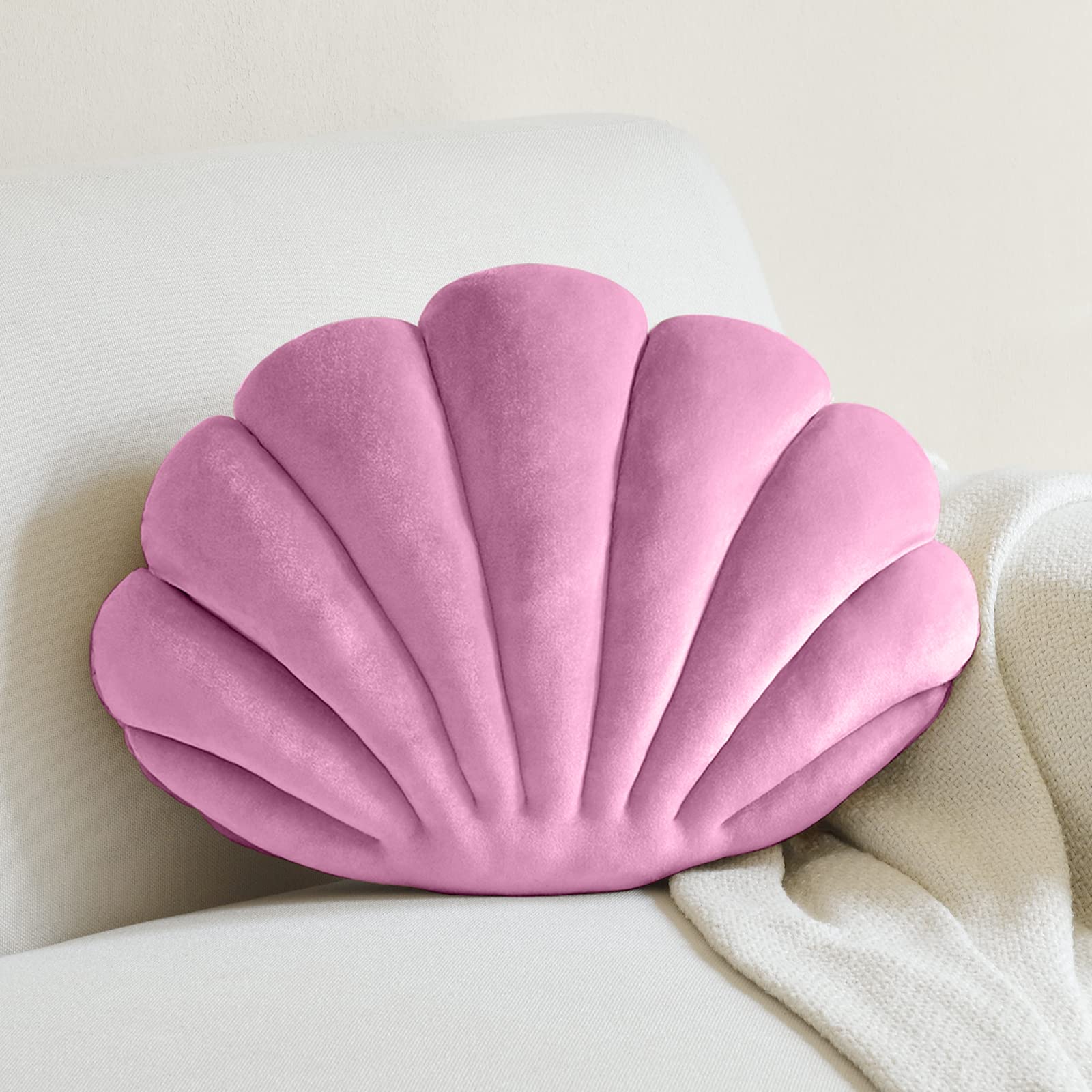 Sioloc Seashell Shaped Decorative Throw Pillows - 18x13 Inch Lavender Accent Cushion for Couch, Bed & Floor - Perfect for Coastal Home Decor, Beach House Styling & Boho Chic Living Spaces