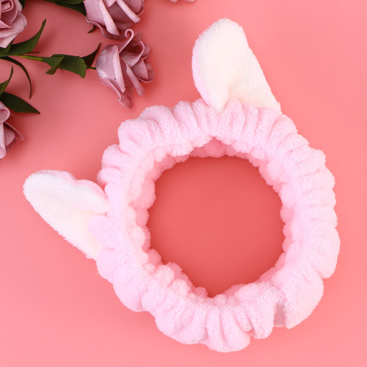 Fluffy Cat Ear Headbands for Women - Soft Elastic Makeup & Washing Face Headband - Spa, Shower, Sports & Beauty Accessories (Pink) - Perfect for Skincare Routine, Gym Workouts and Relaxing at Home