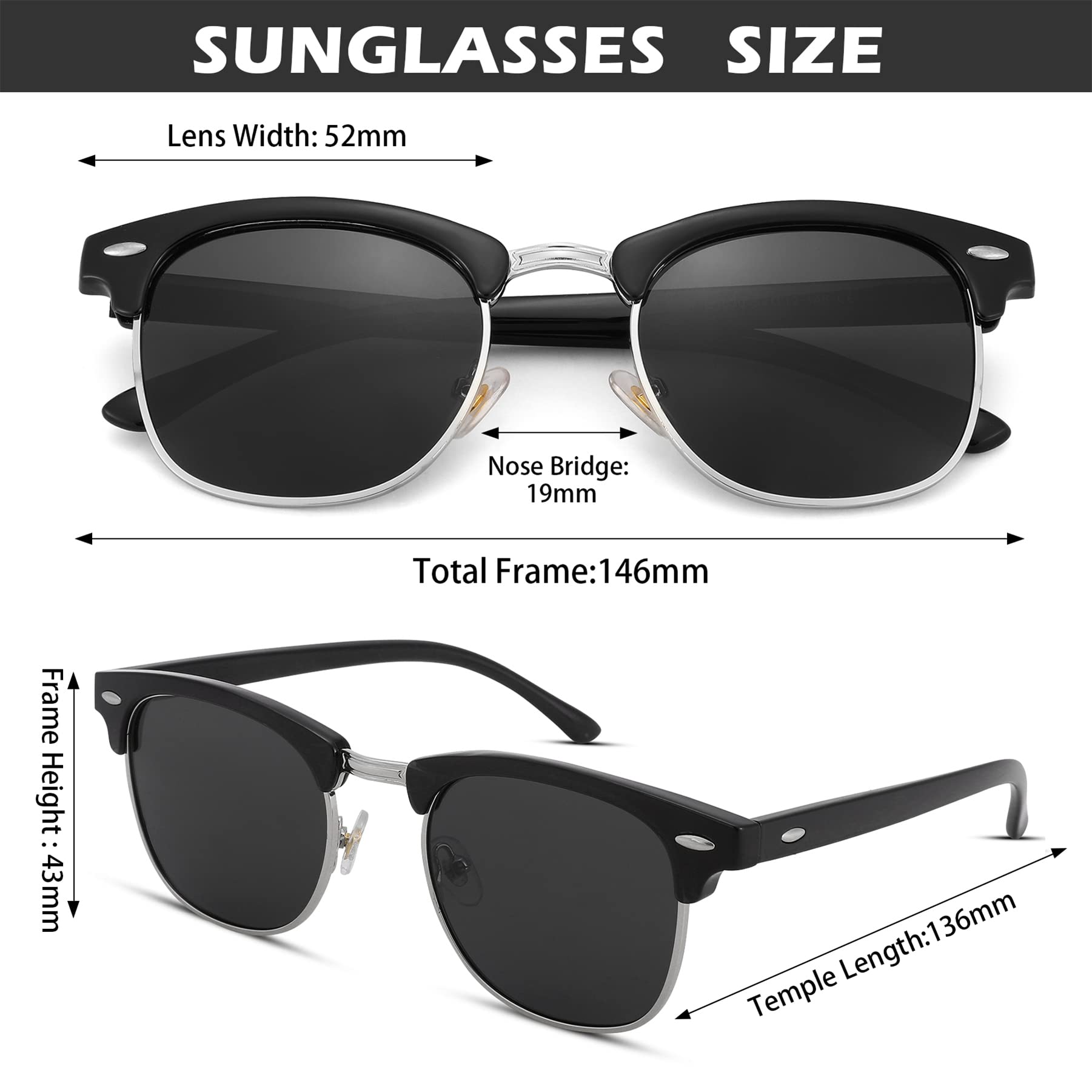 Pro Acme Semi-Rimless Polarized Sunglasses UV 400 Protection for Men & Women - Stylish & Comfortable for Driving, Outdoor Sports & Beach Activities