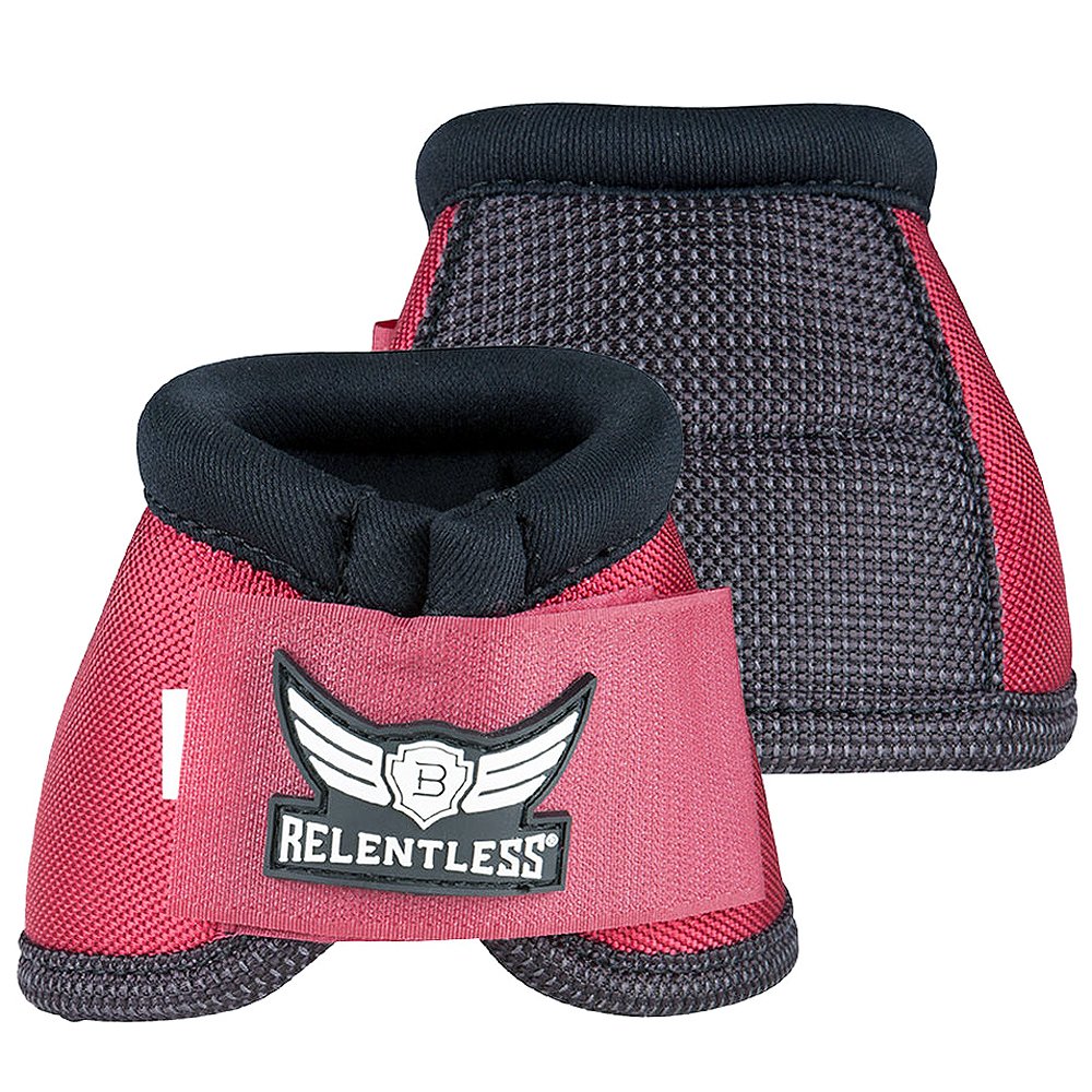 RELENTLESS Strikeforce Horse Bell Boots - Wine Red - Protective Equine Leg Gear for Training & Riding - Durable Hoof Boots for Jumping, Dressage & Trail Riding