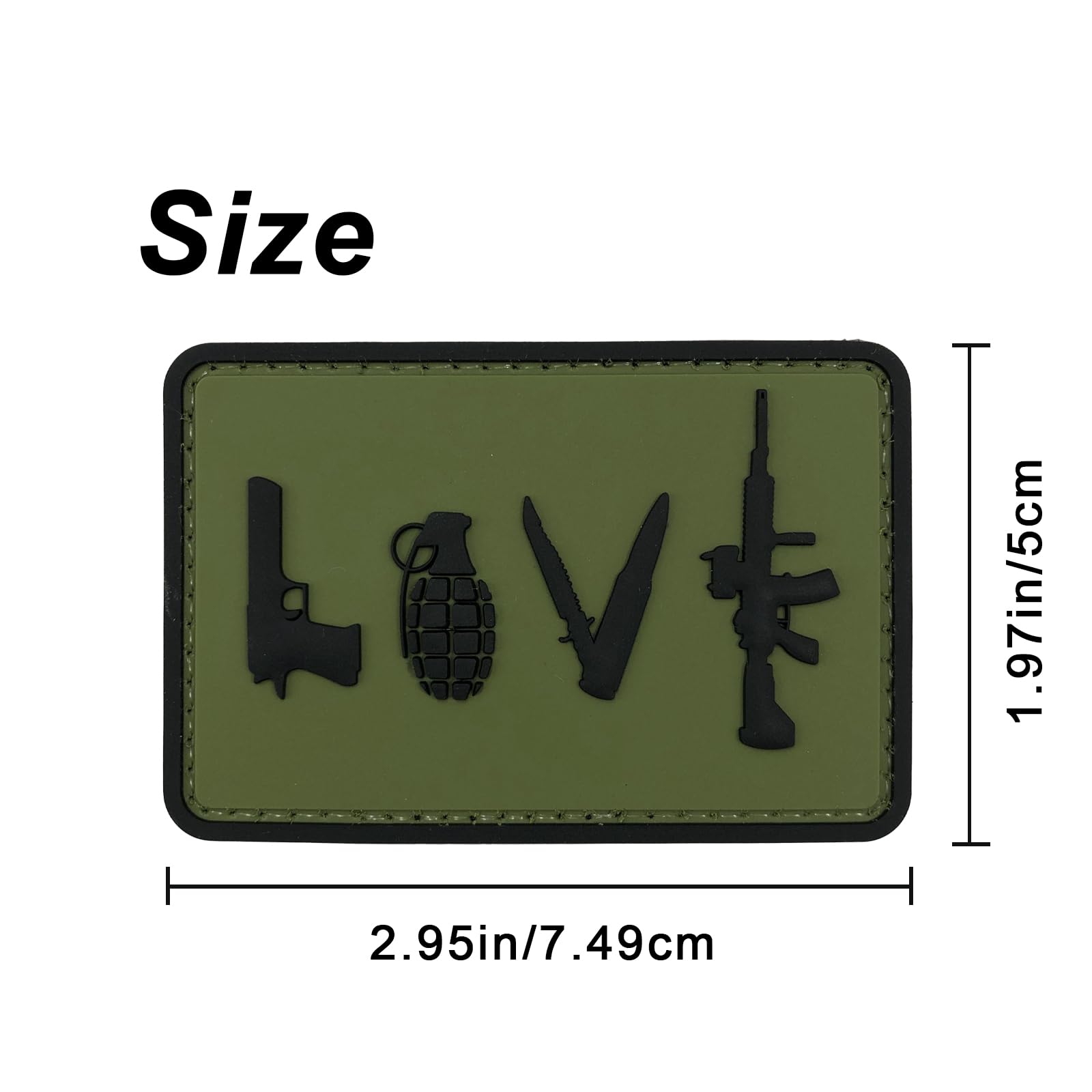 Tactical PVC Patch with Hook Fastener - Love Symbol Sign for Military Gear & Backpacks - OD Green & Black by uuKen Tactical - Perfect for Morale Patches, Tactical Vests & Outdoor Equipment
